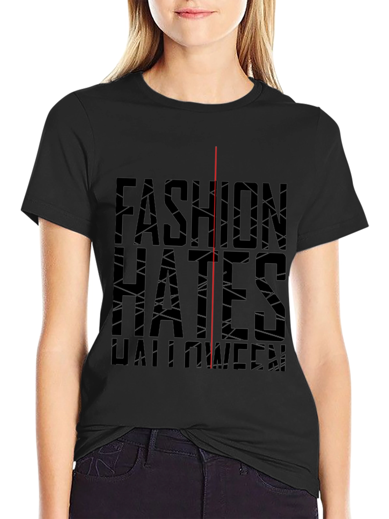 Fashion Hates Halloween Black Graphic Tee