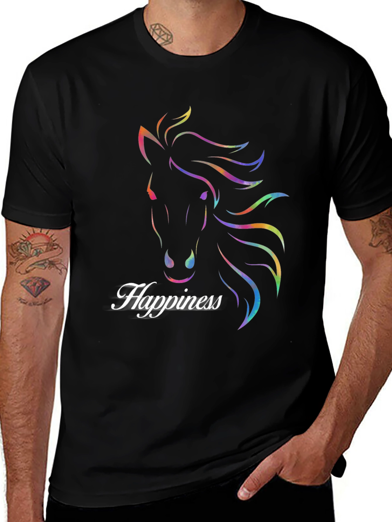 Rainbow Horse Happiness Graphic T-Shirt