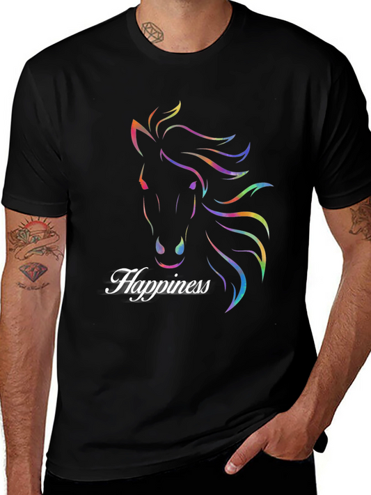 Rainbow Horse Happiness Graphic T-Shirt