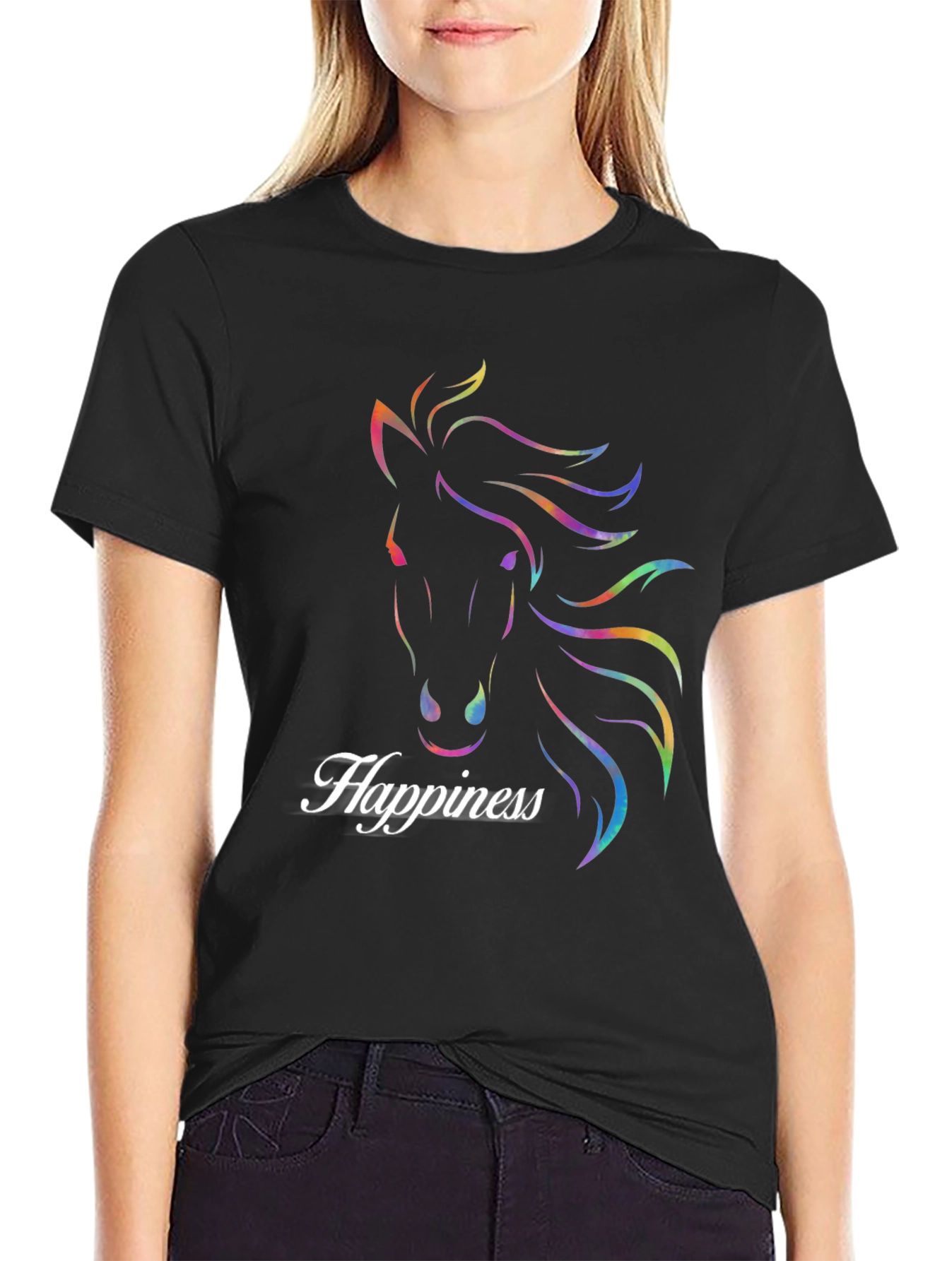 Rainbow Horse Happiness Graphic T-Shirt
