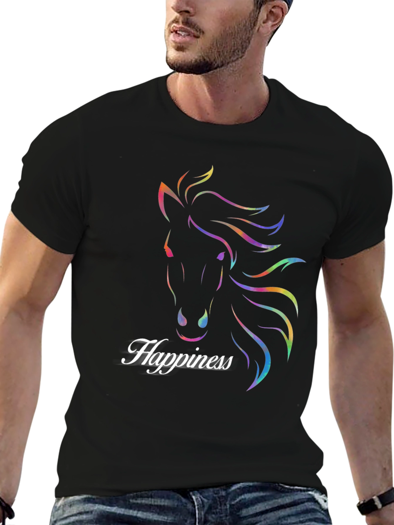Rainbow Horse Happiness Graphic T-Shirt