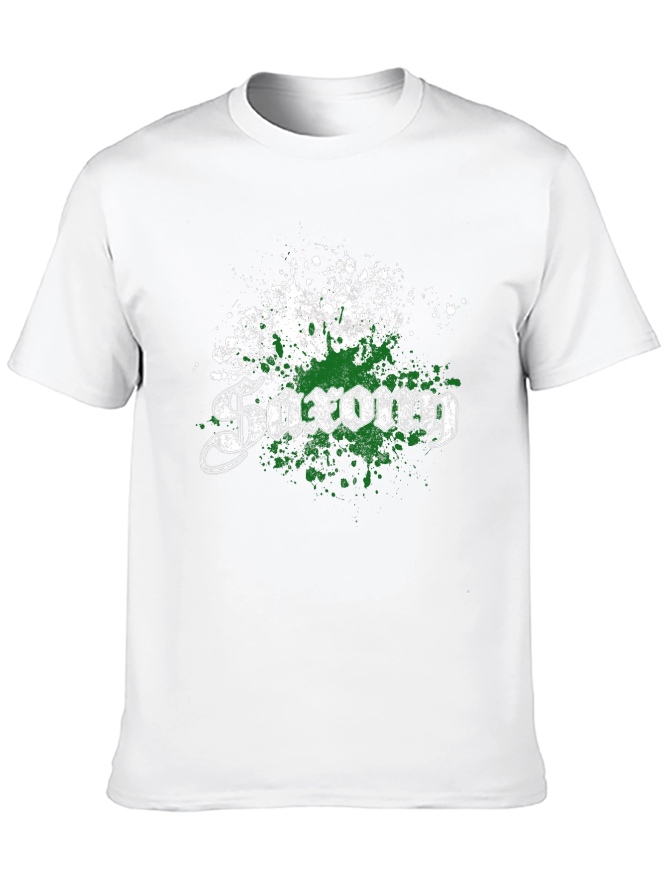 Saxon T-Shirt - Distressed Green & White Design