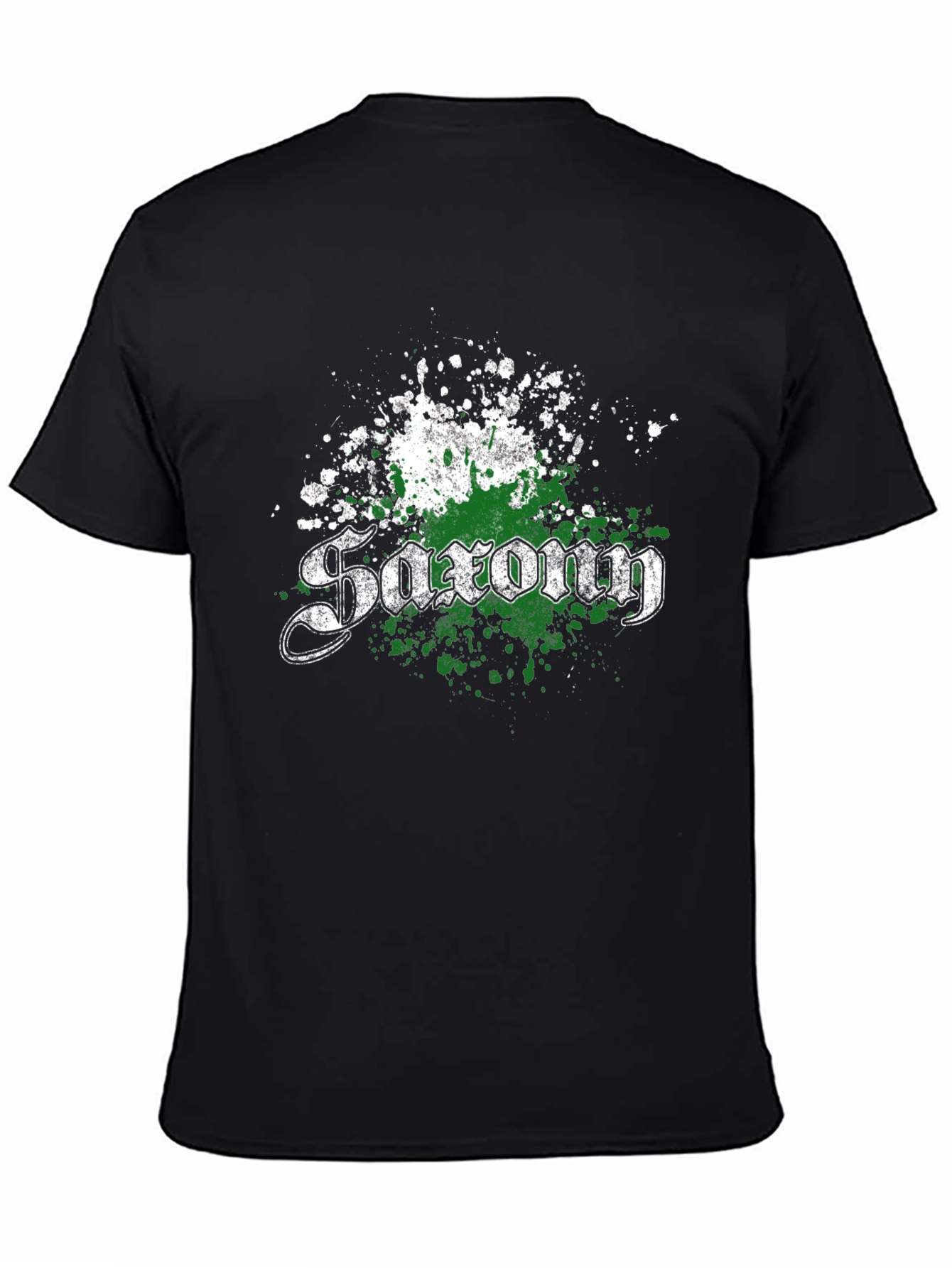 Saxon T-Shirt - Distressed Green & White Design