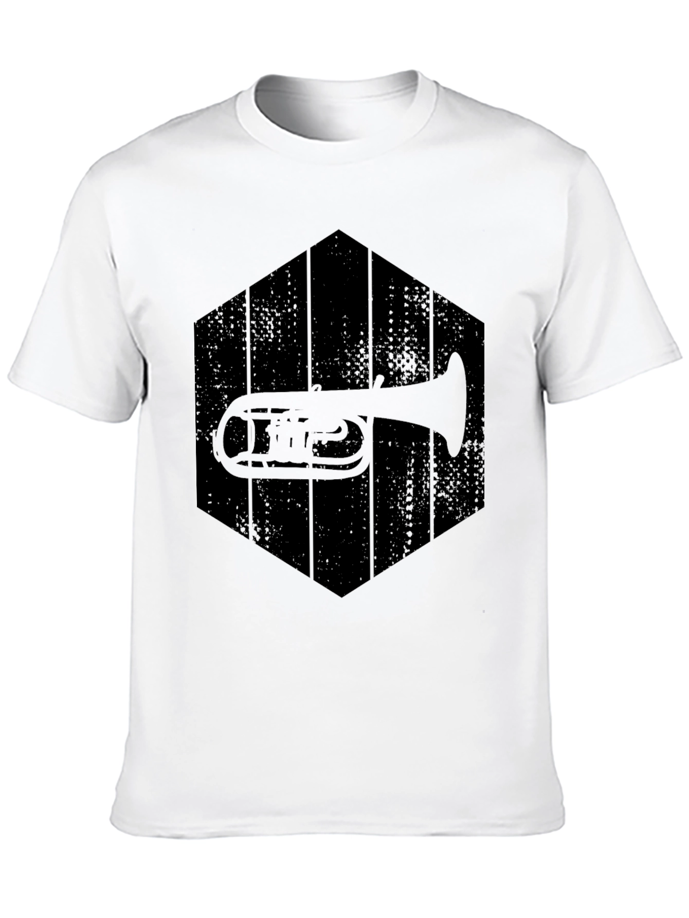 Tuba Hexagon Graphic Tee - Black Cotton Casual Shirt