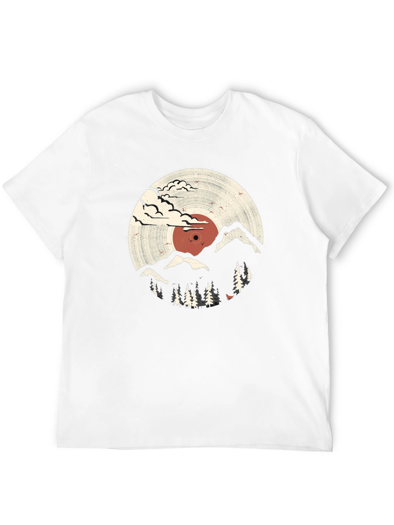 Retro Vinyl Record Mountain Graphic Tee