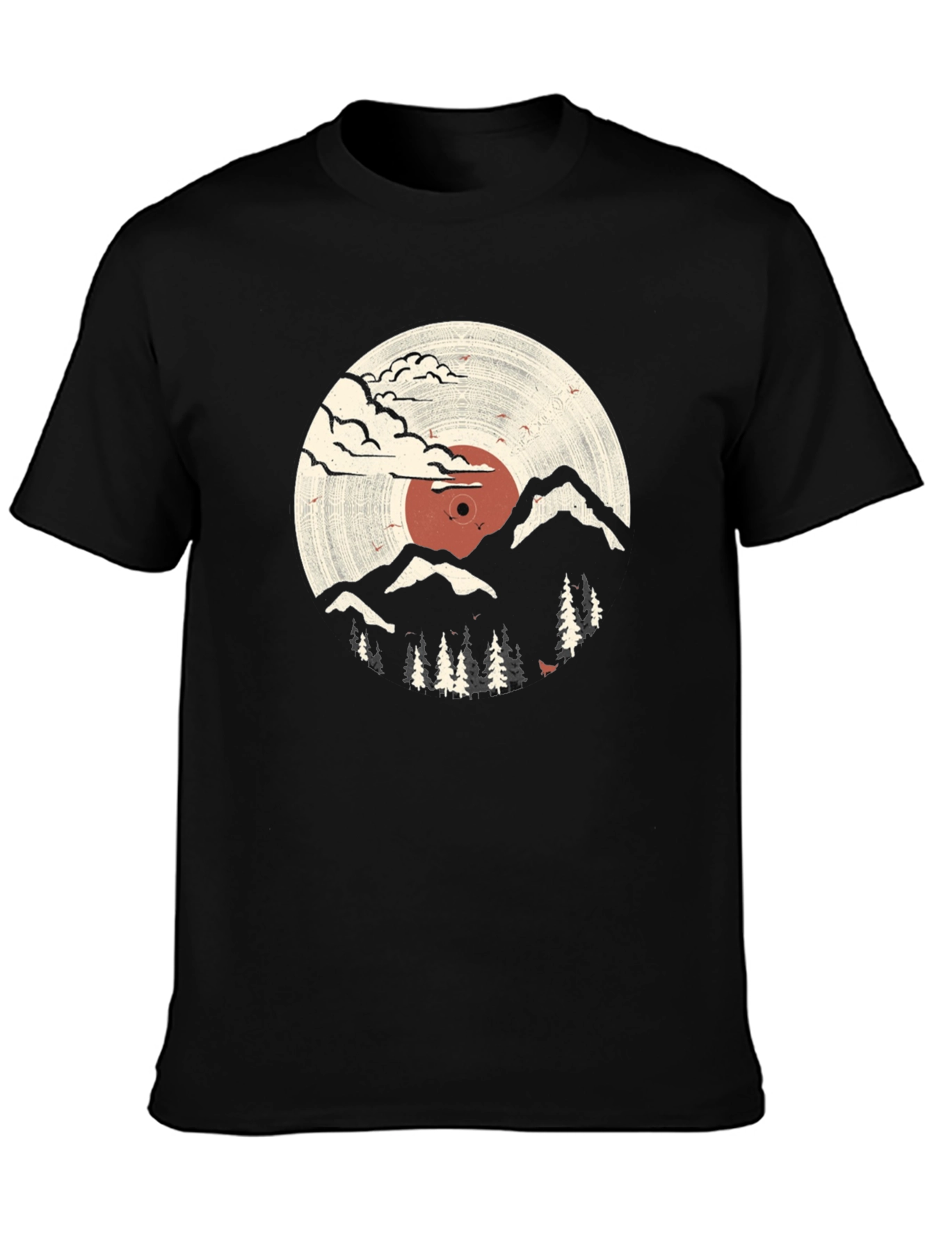Retro Vinyl Record Mountain Graphic Tee