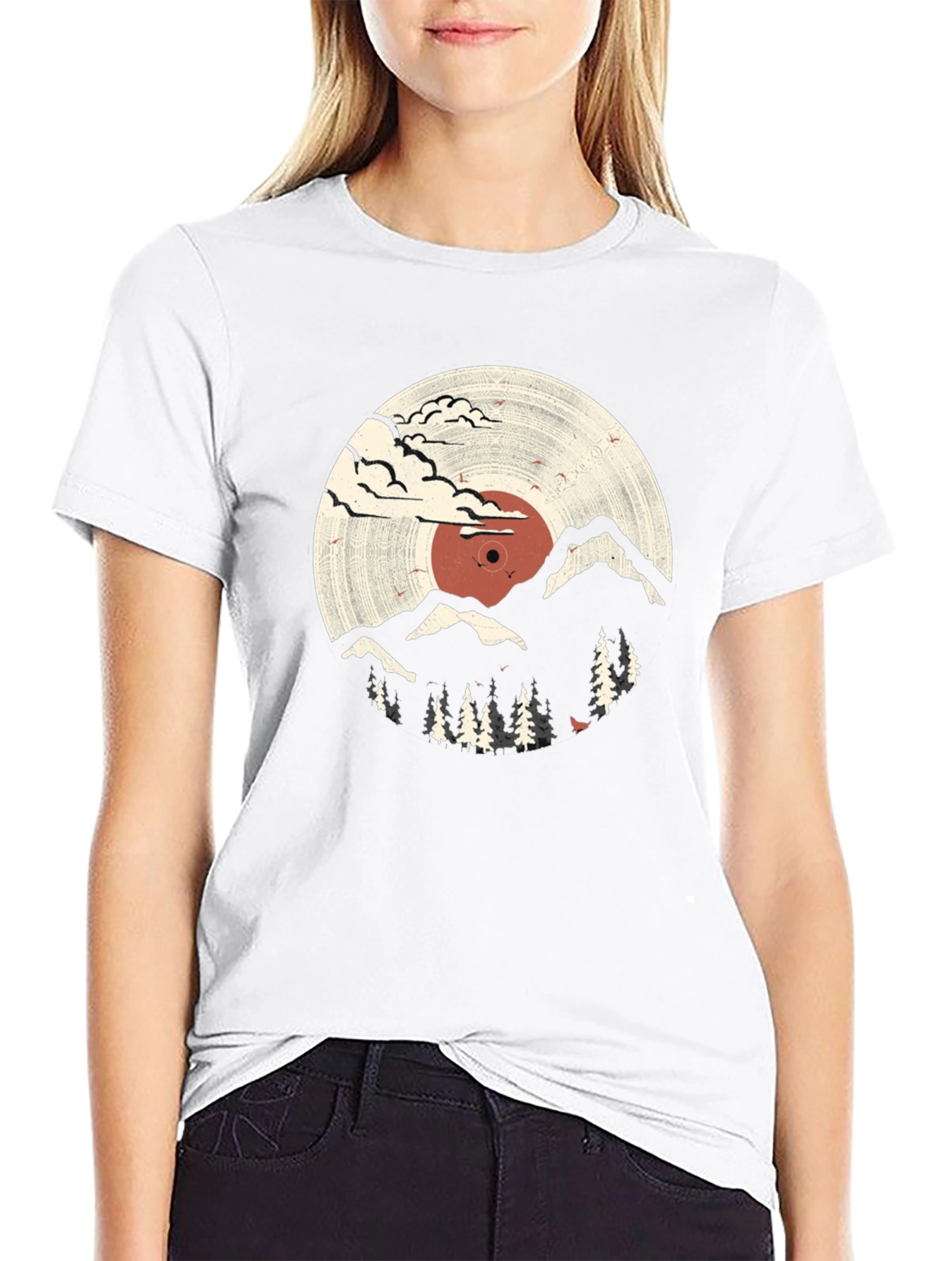 Retro Vinyl Record Mountain Graphic Tee