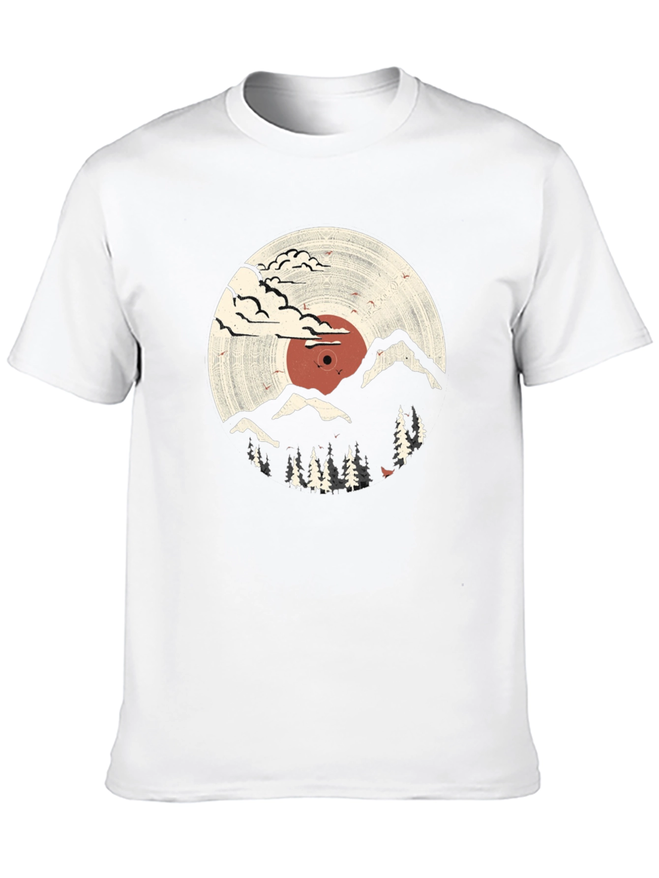 Retro Vinyl Record Mountain Graphic Tee