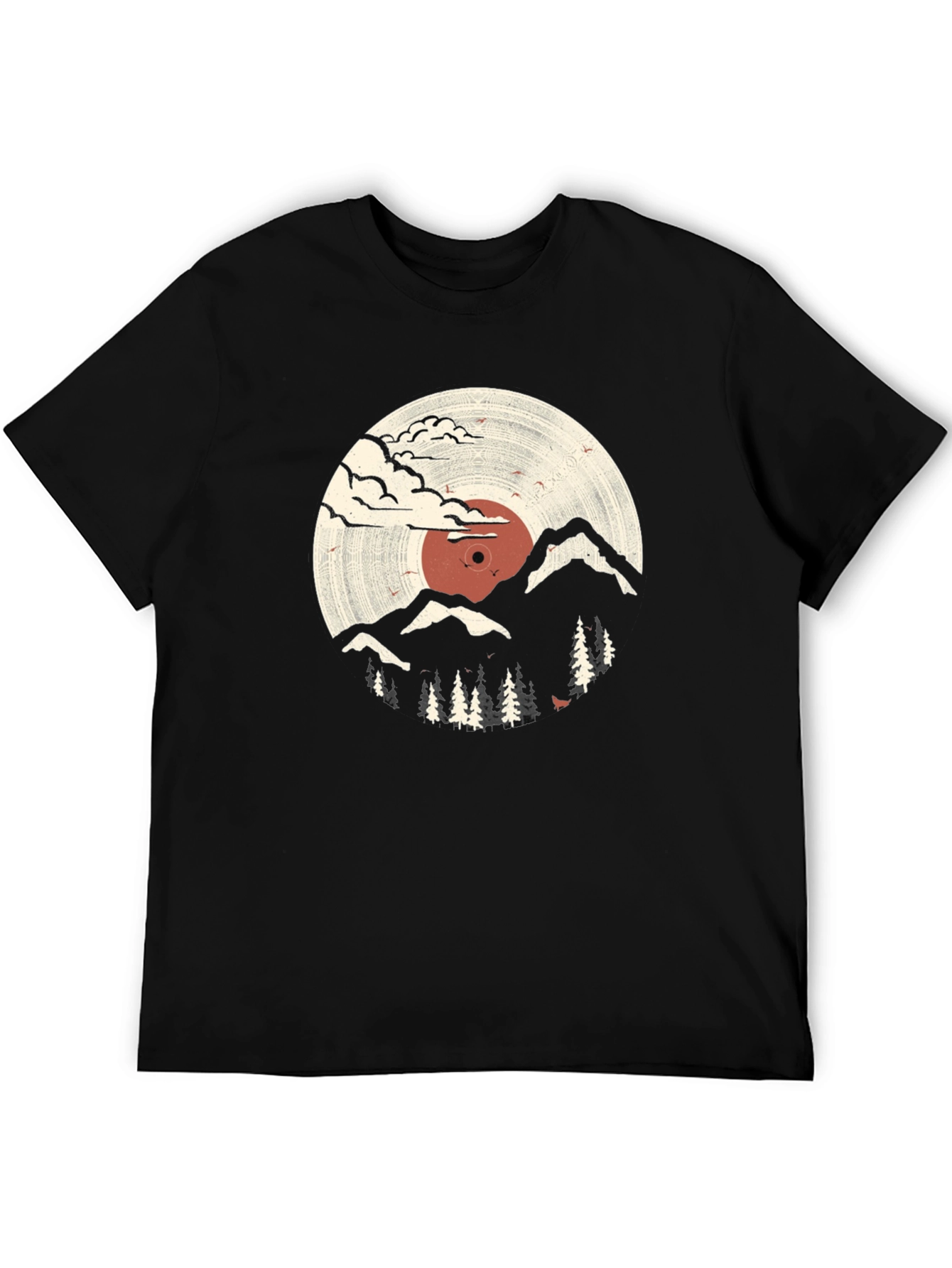 Retro Vinyl Record Mountain Graphic Tee