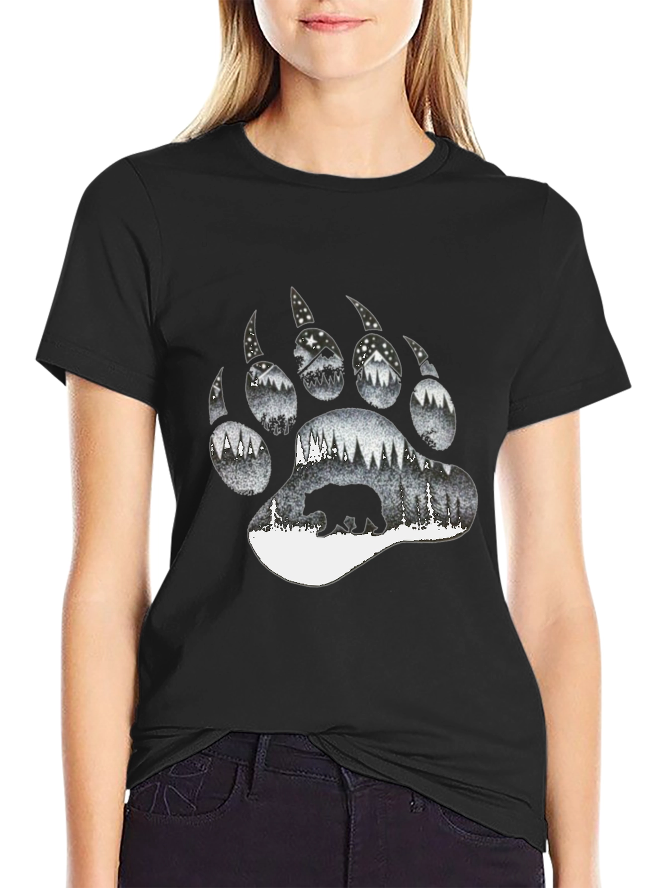 Bear Paw Print Graphic Tee - Nature Inspired Design