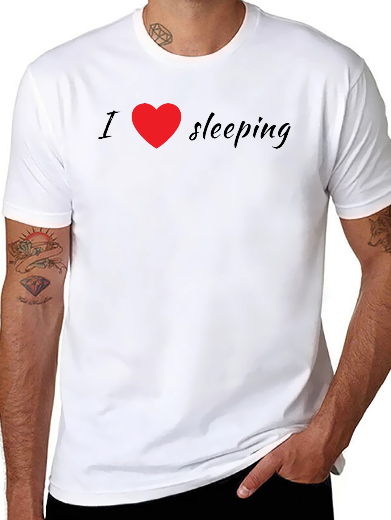 I Heart Sleeping T-Shirt - Black Crew Neck Tee