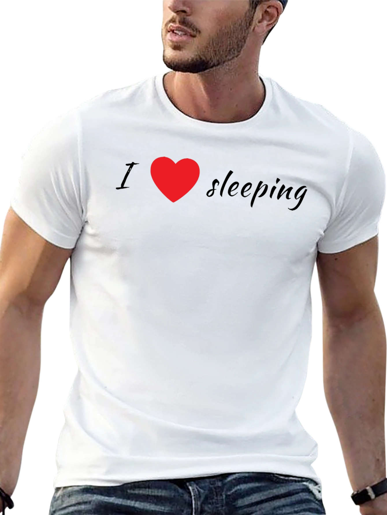 I Heart Sleeping T-Shirt - Black Crew Neck Tee