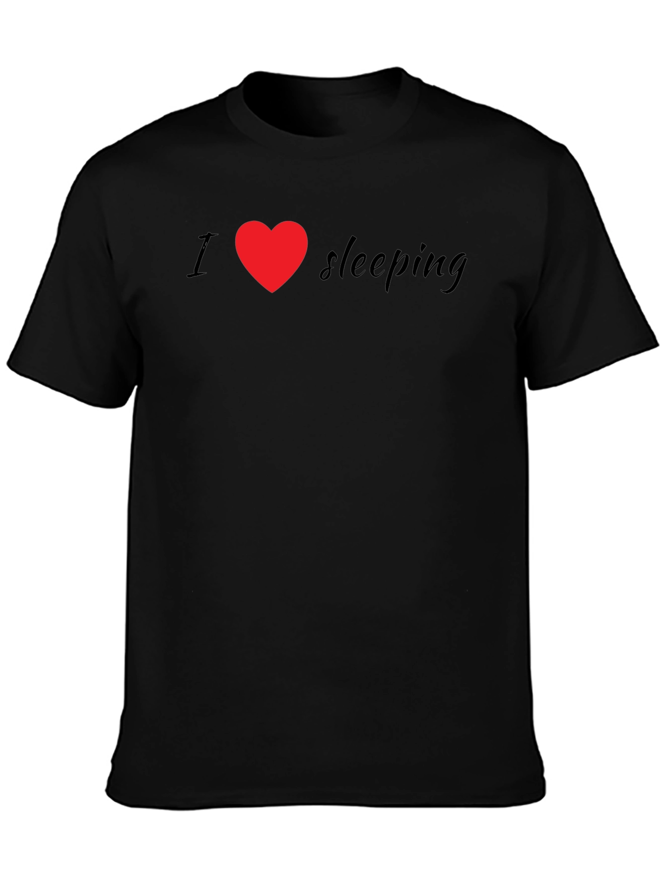 I Heart Sleeping T-Shirt - Black Crew Neck Tee