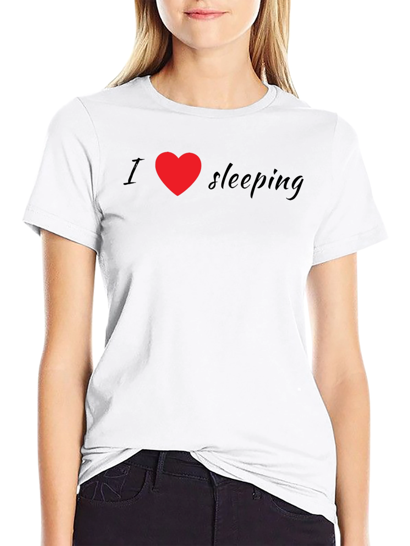 I Heart Sleeping T-Shirt - Black Crew Neck Tee