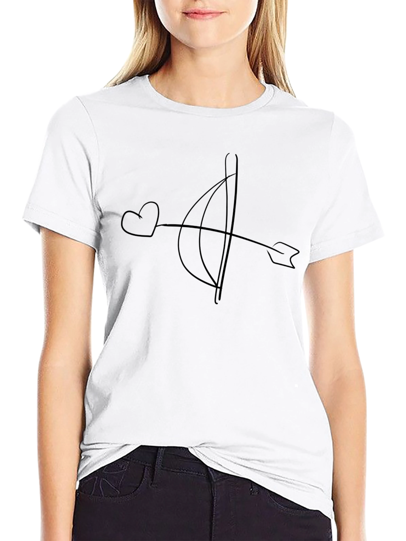 Heart Arrow Graphic T-Shirt - Casual Black Tee