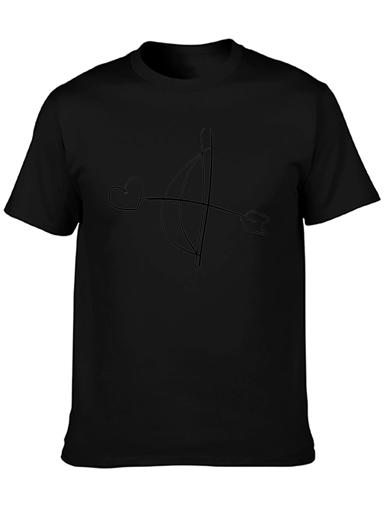 Heart Arrow Graphic T-Shirt - Casual Black Tee