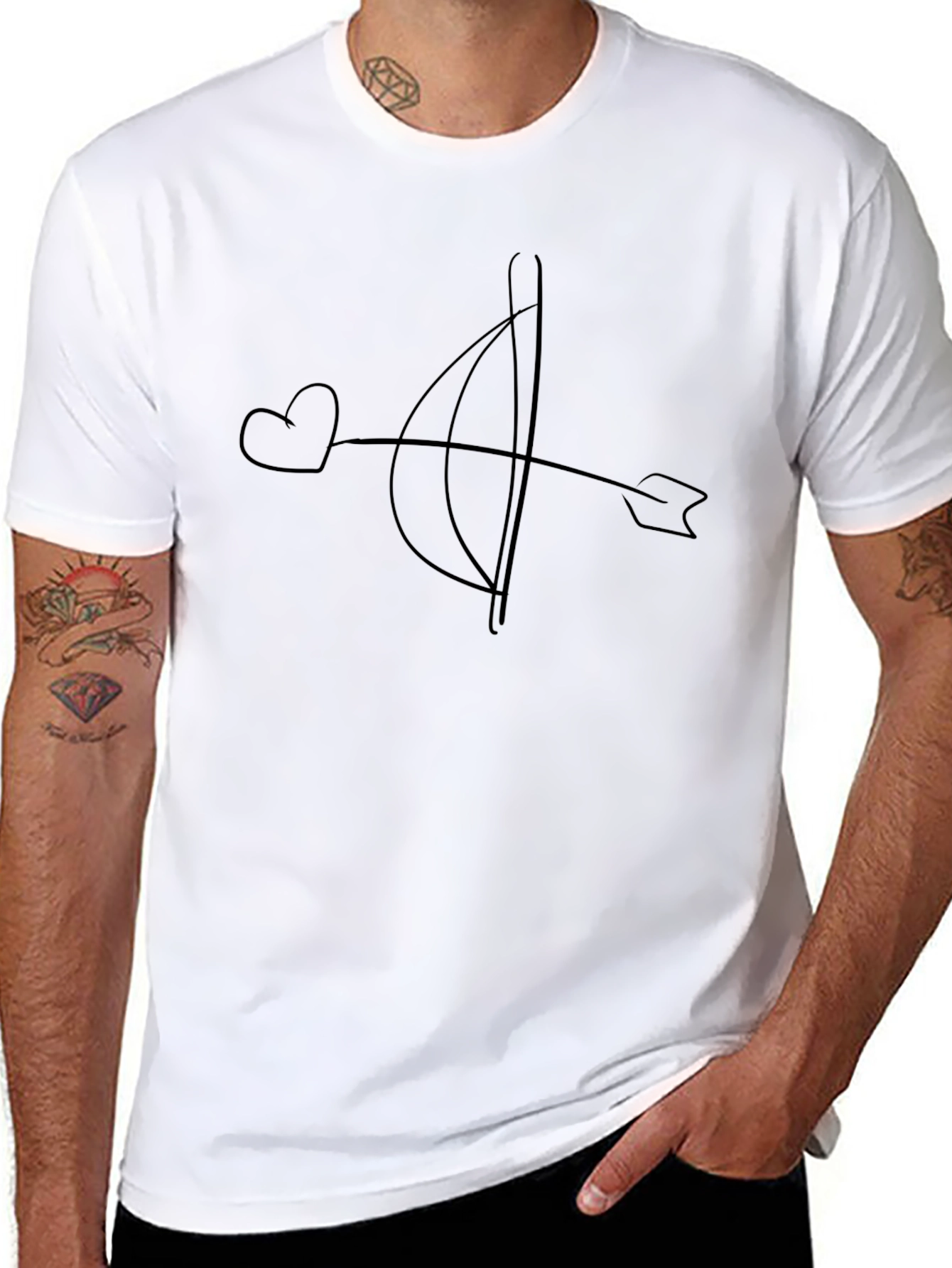 Heart Arrow Graphic T-Shirt - Casual Black Tee