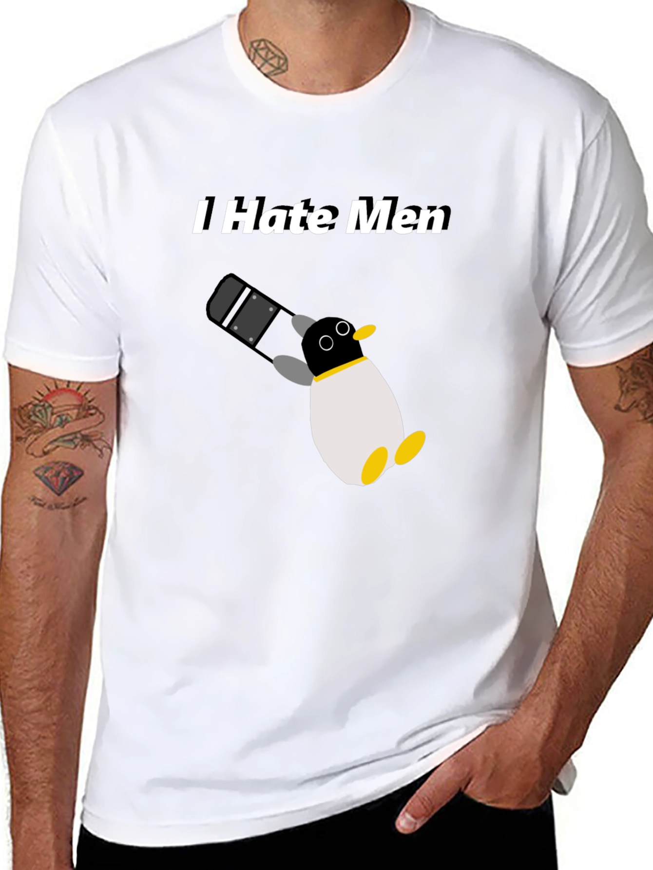 I Hate Men Penguin T-Shirt