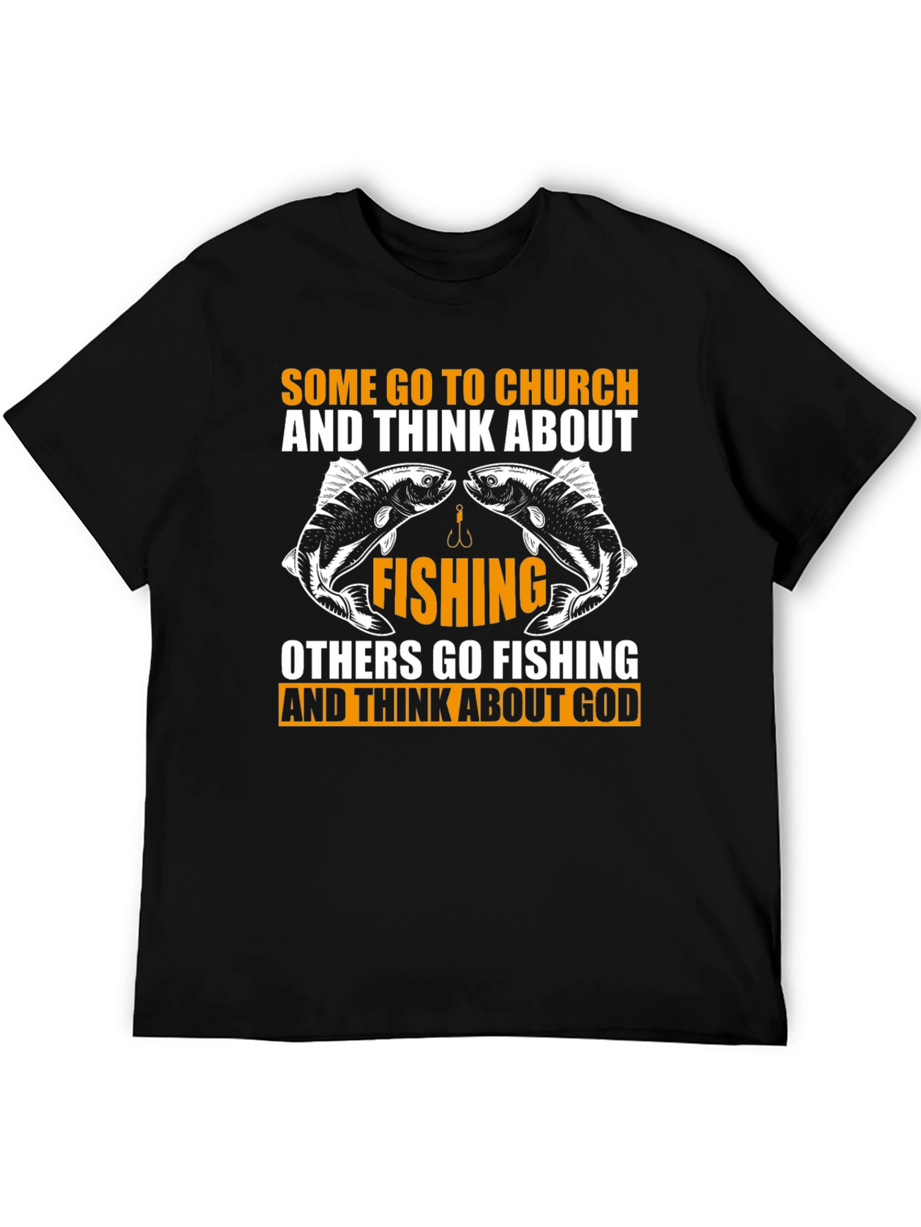 Fishing & God Graphic Tee - Black Cotton T-Shirt