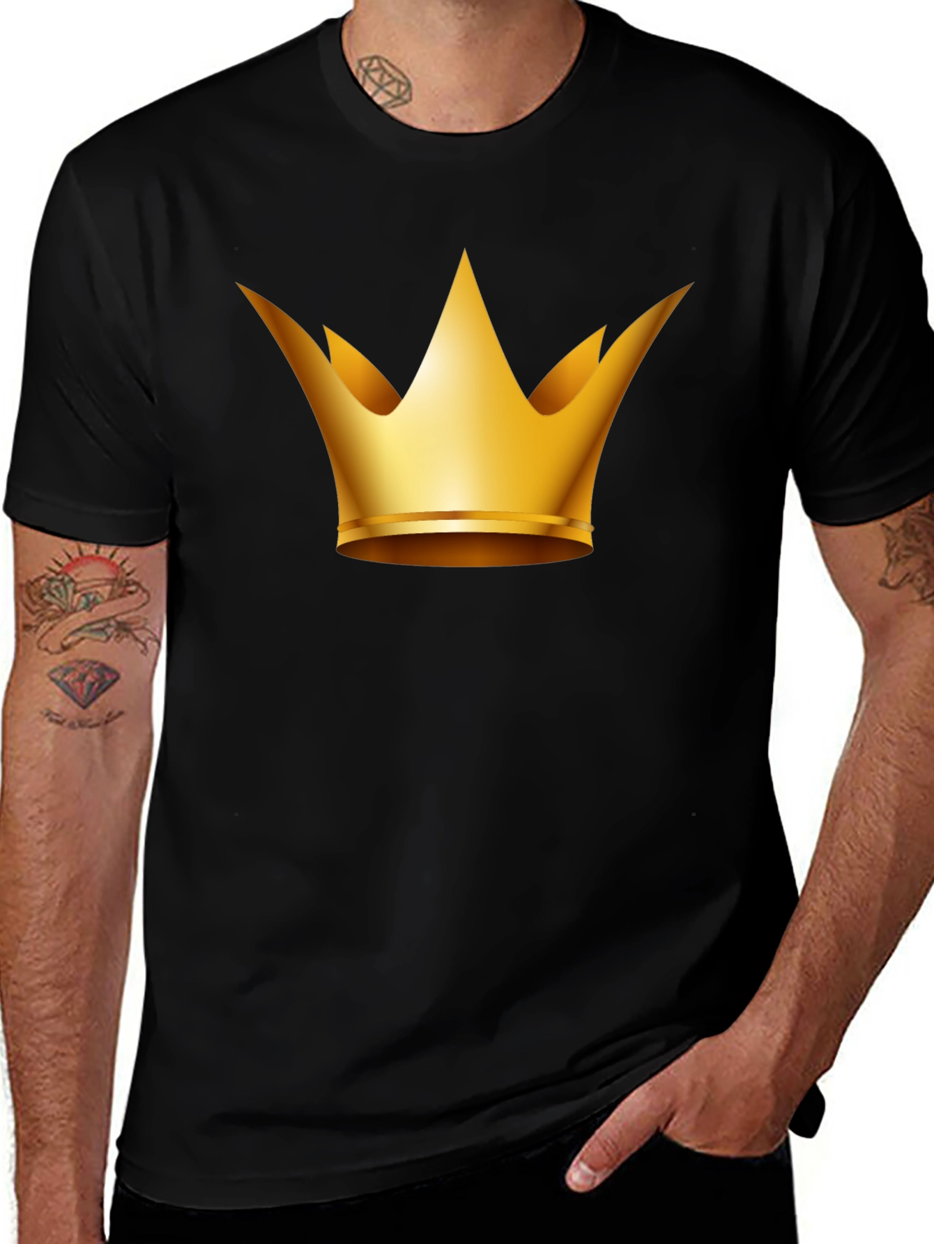 Golden Crown Graphic Tee - Stylish Black T-Shirt