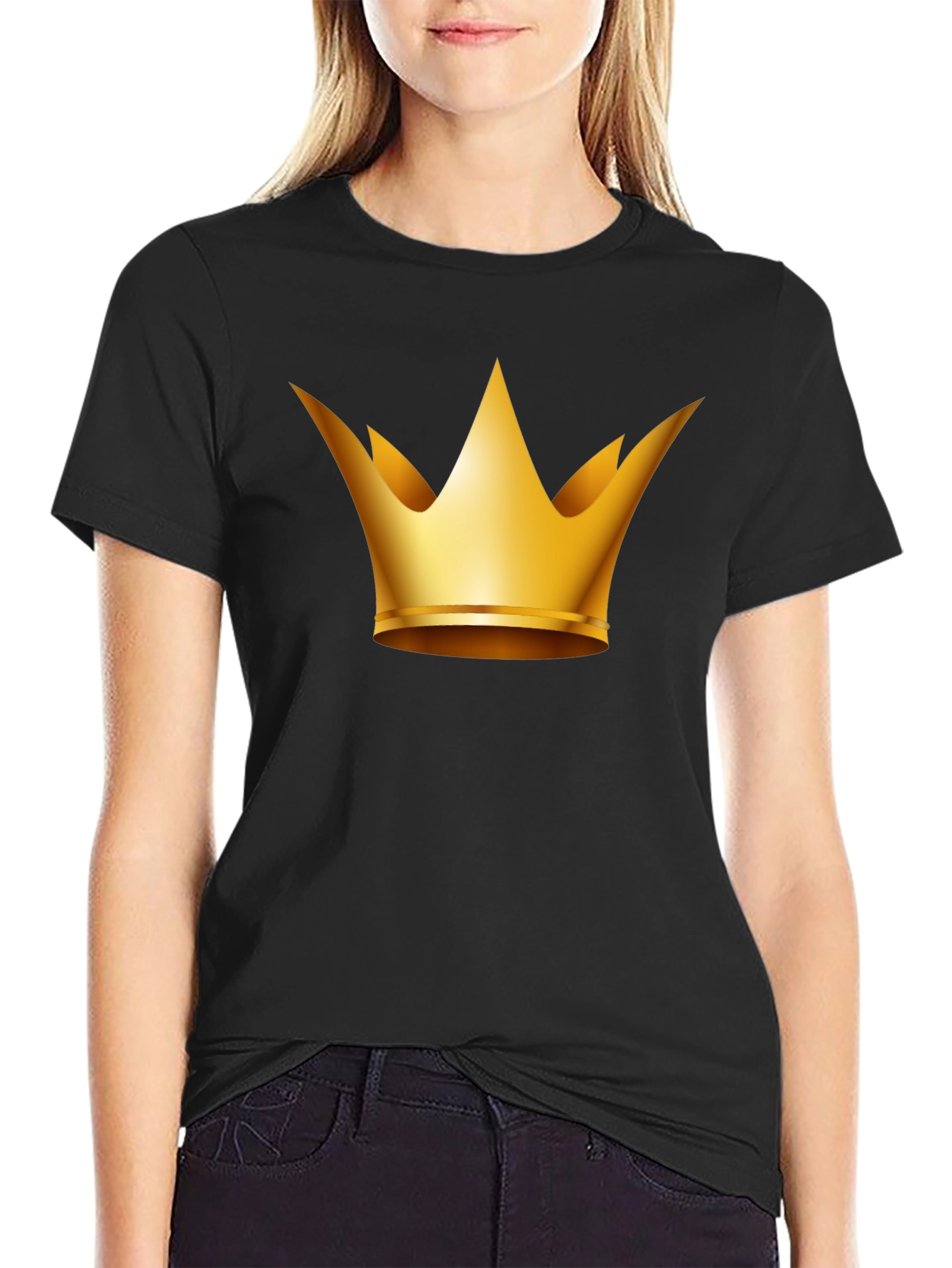 Golden Crown Graphic Tee - Stylish Black T-Shirt
