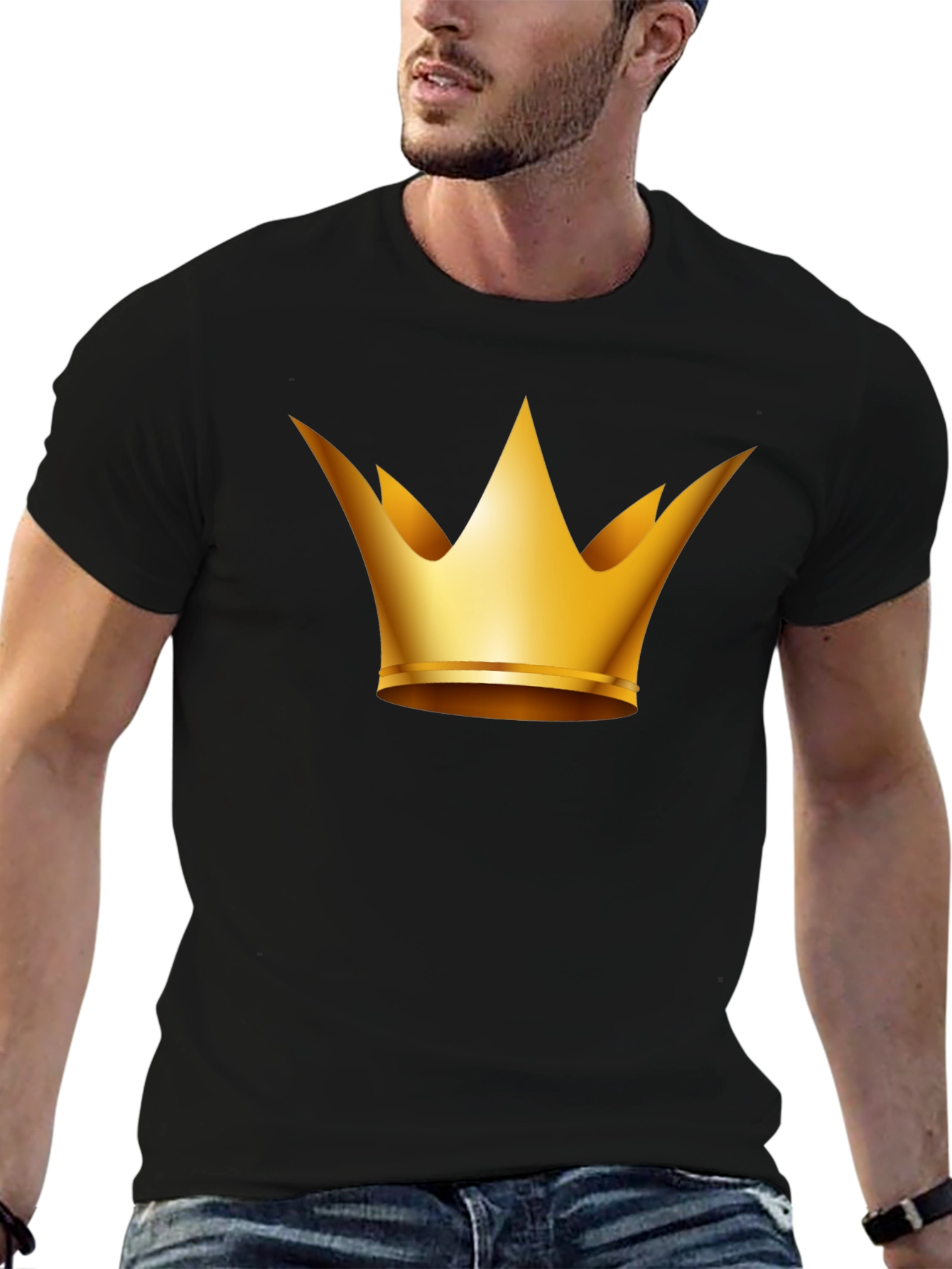 Golden Crown Graphic Tee - Stylish Black T-Shirt