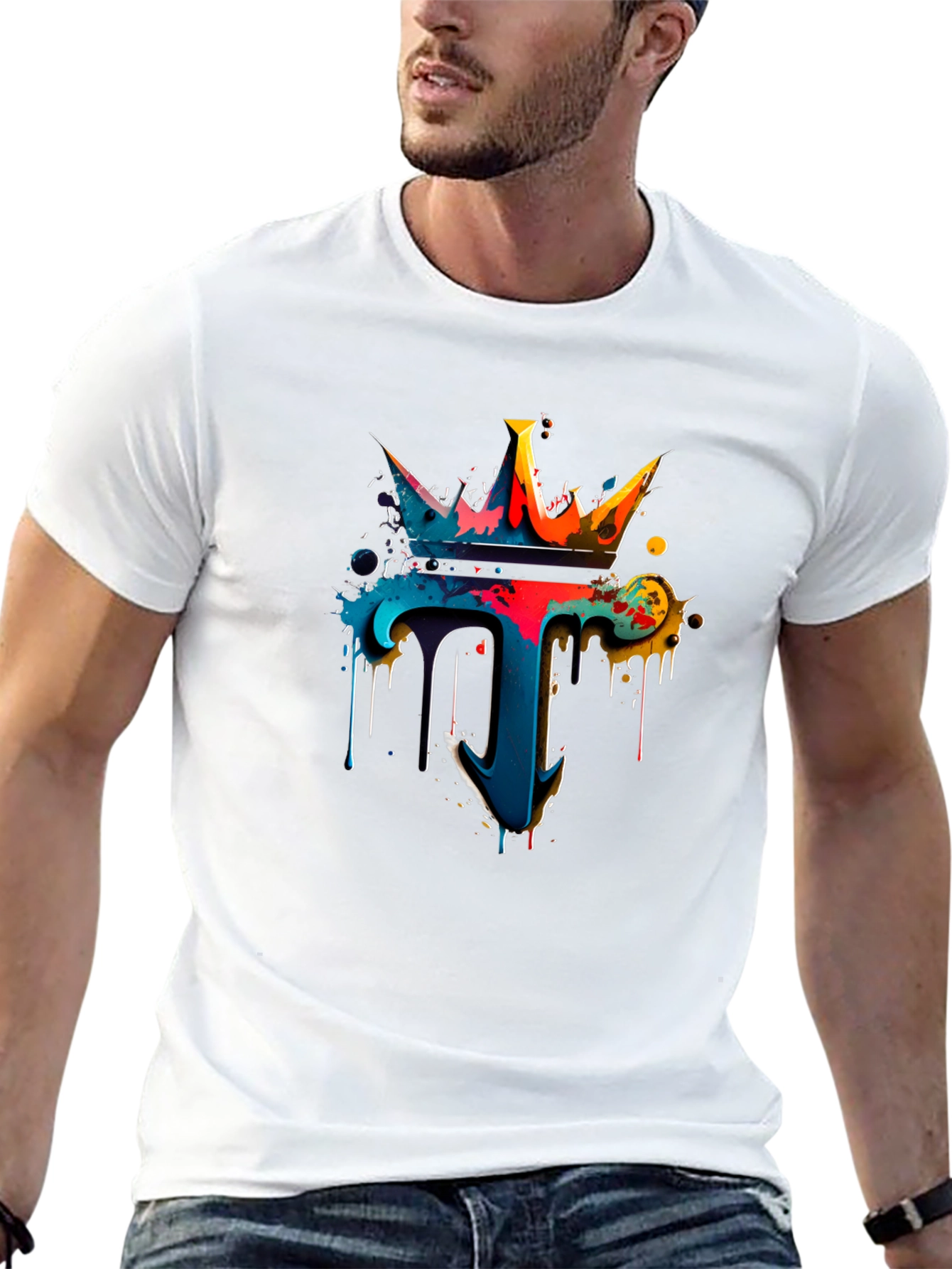 Colorful Crown Dripping T-Shirt