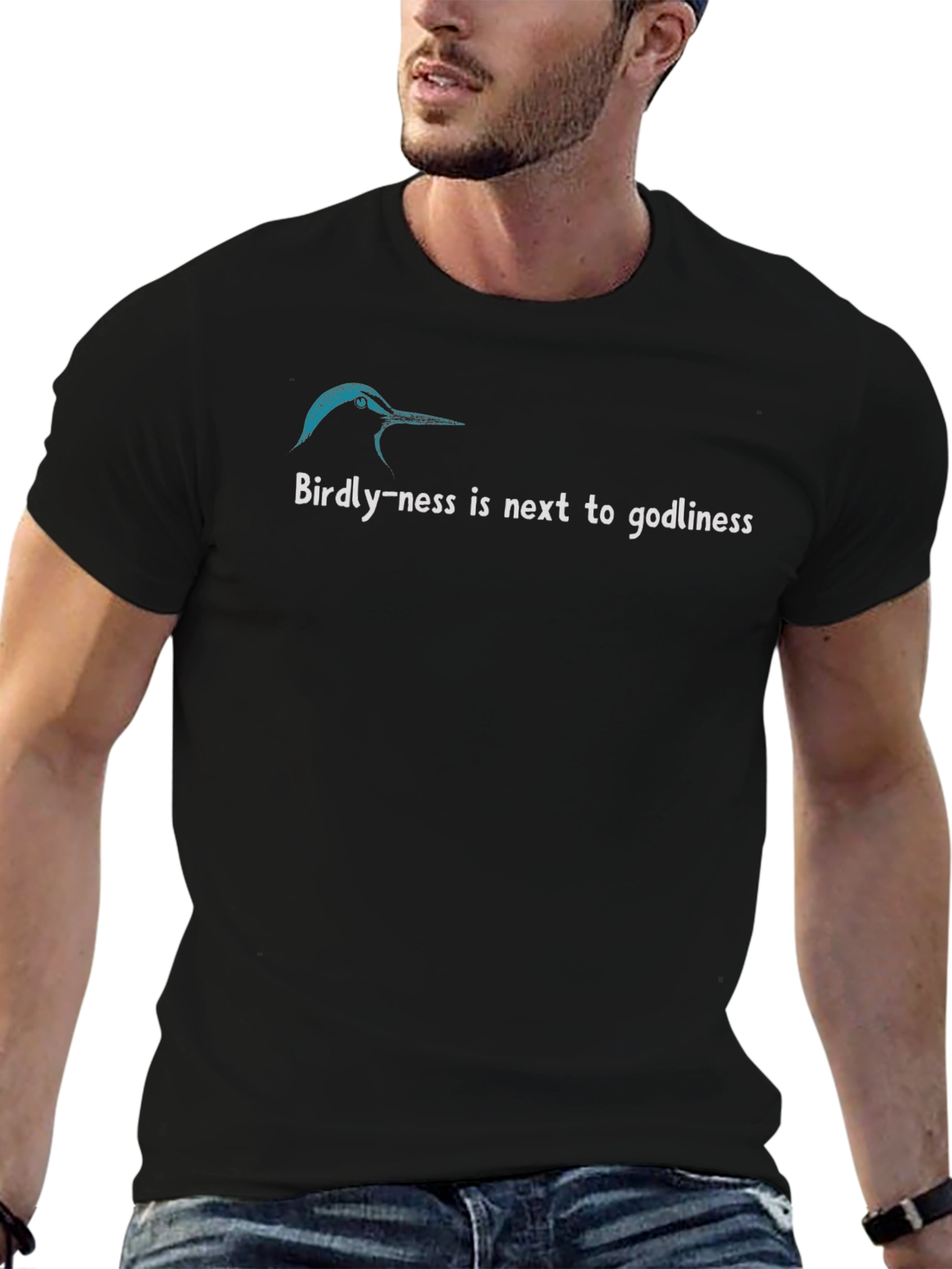 Birdly-ness T-Shirt - Black Crew Neck