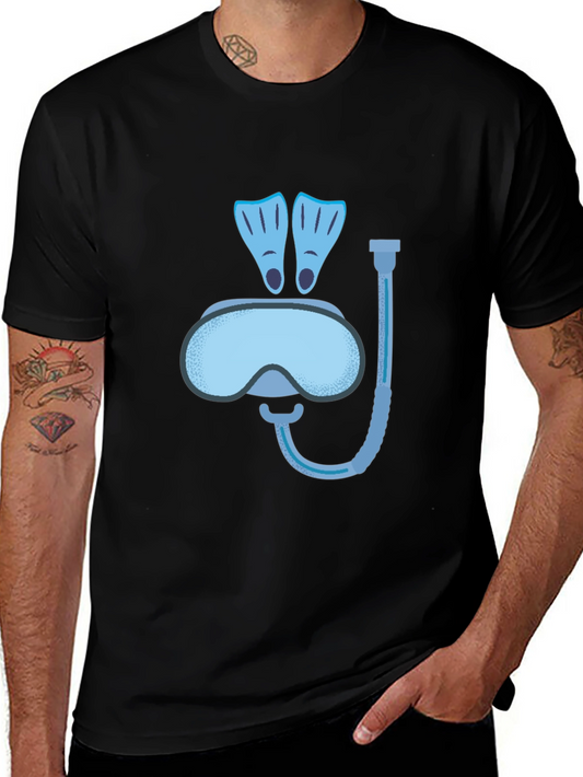 Diving Gear Graphic Tee - Snorkel Mask & Fins Shirt