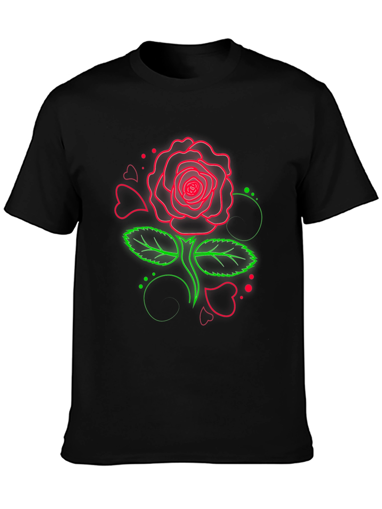 Neon Rose Graphic T-Shirt - Black