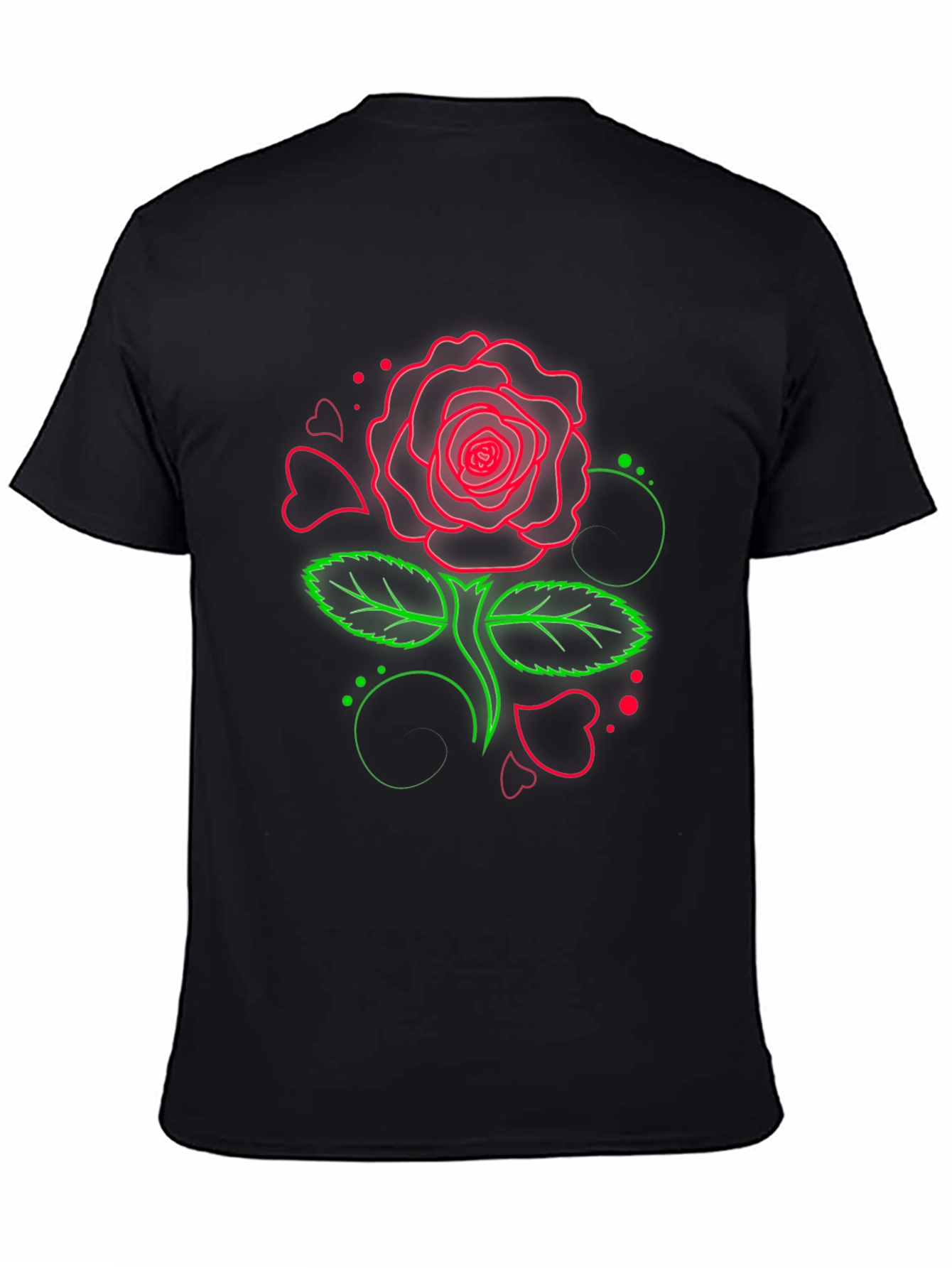 Neon Rose Graphic T-Shirt - Black
