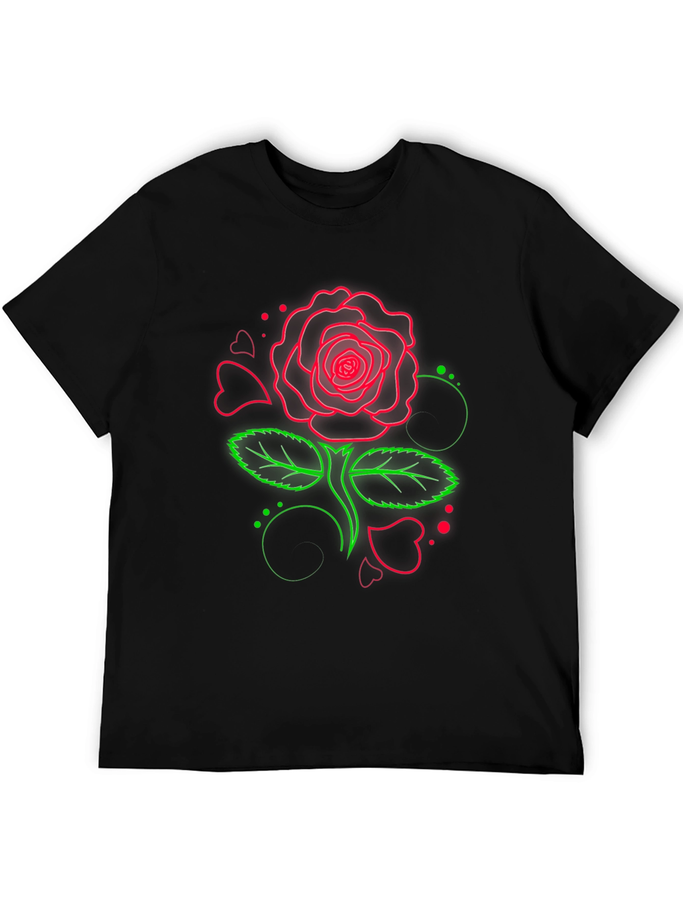 Neon Rose Graphic T-Shirt - Black