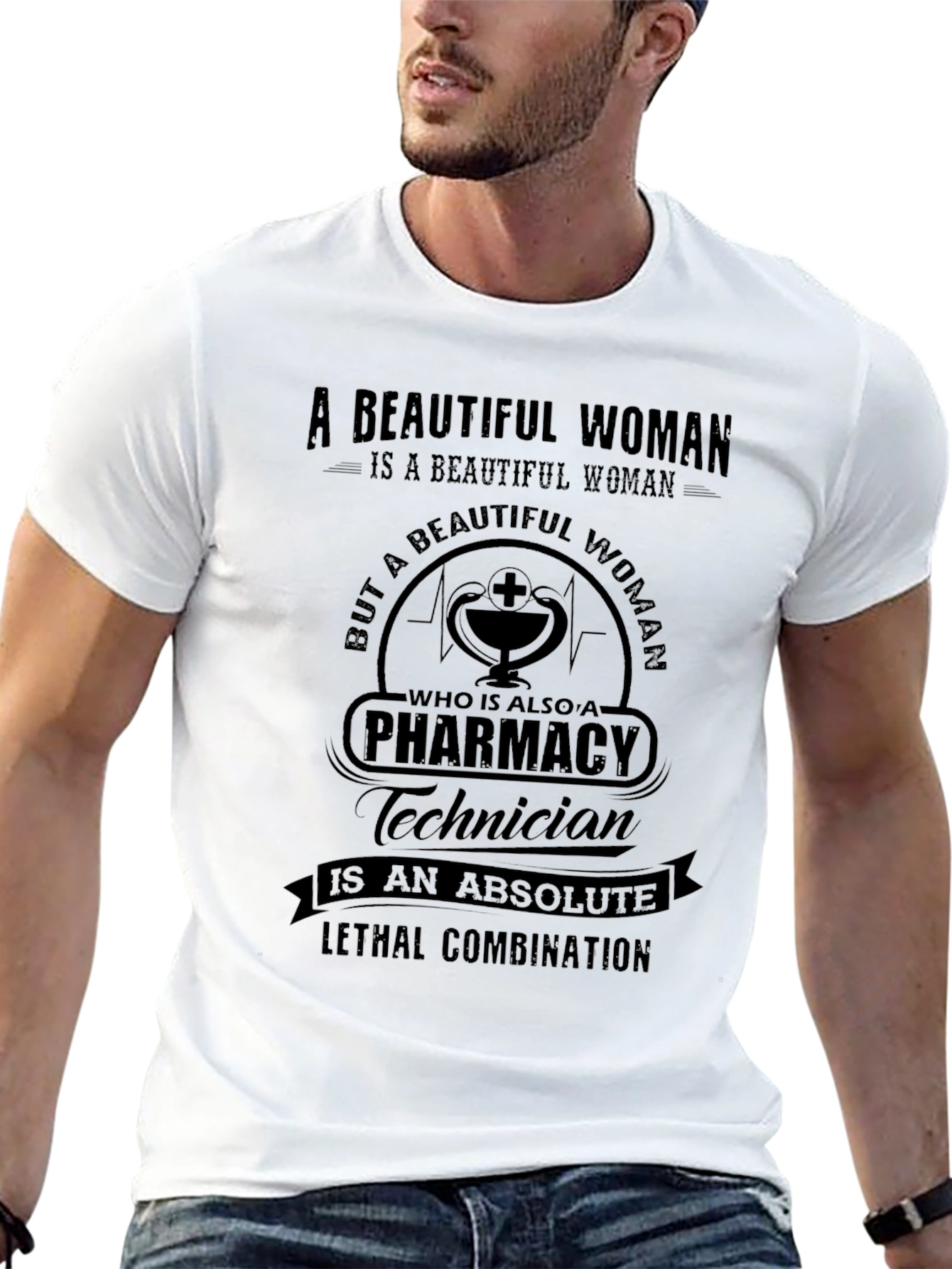 Pharmacy Technician T-Shirt - Beautiful Woman Design