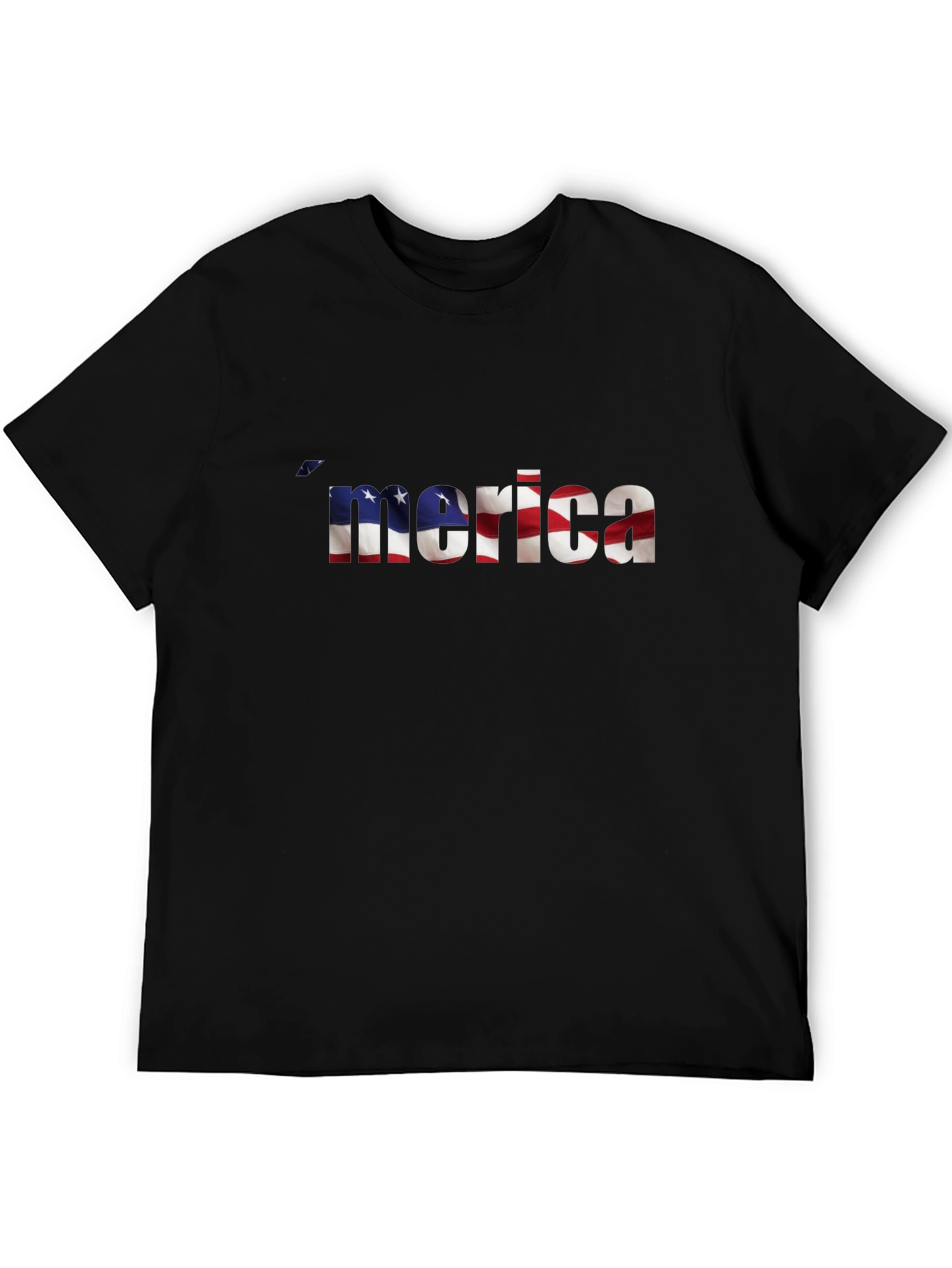 Merica USA Flag Graphic Print Black T-Shirt