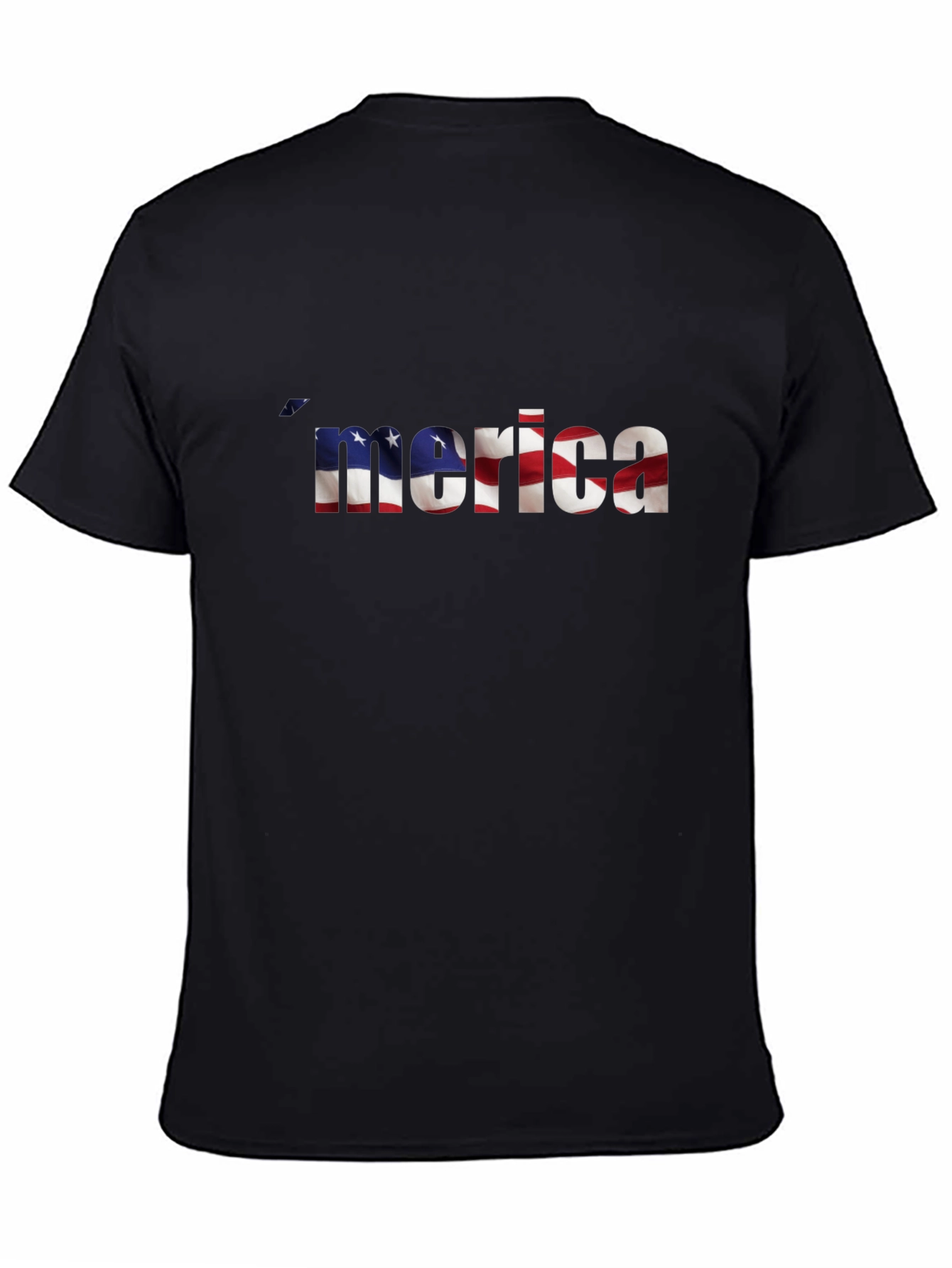 Merica USA Flag Graphic Print Black T-Shirt