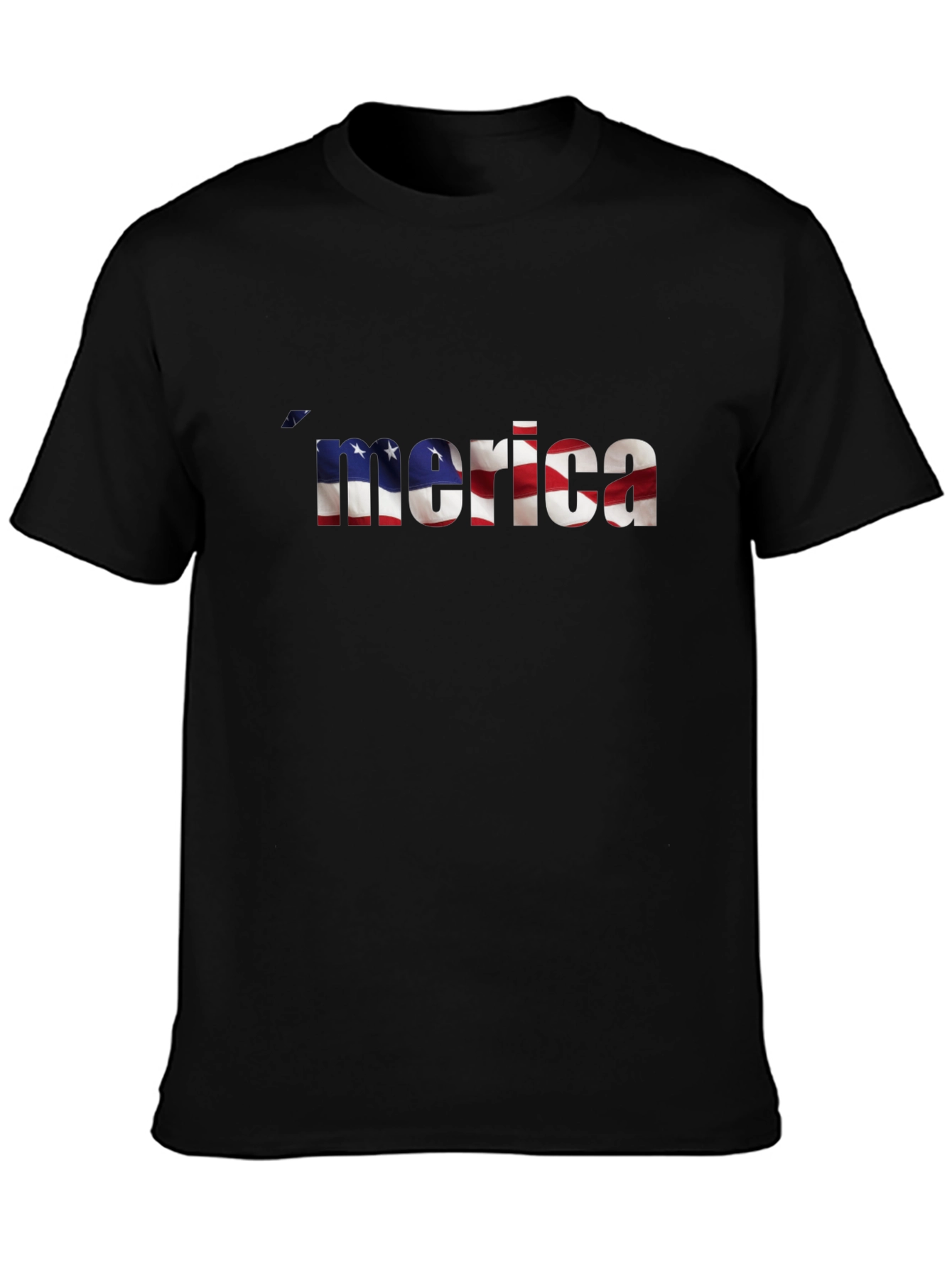 Merica USA Flag Graphic Print Black T-Shirt