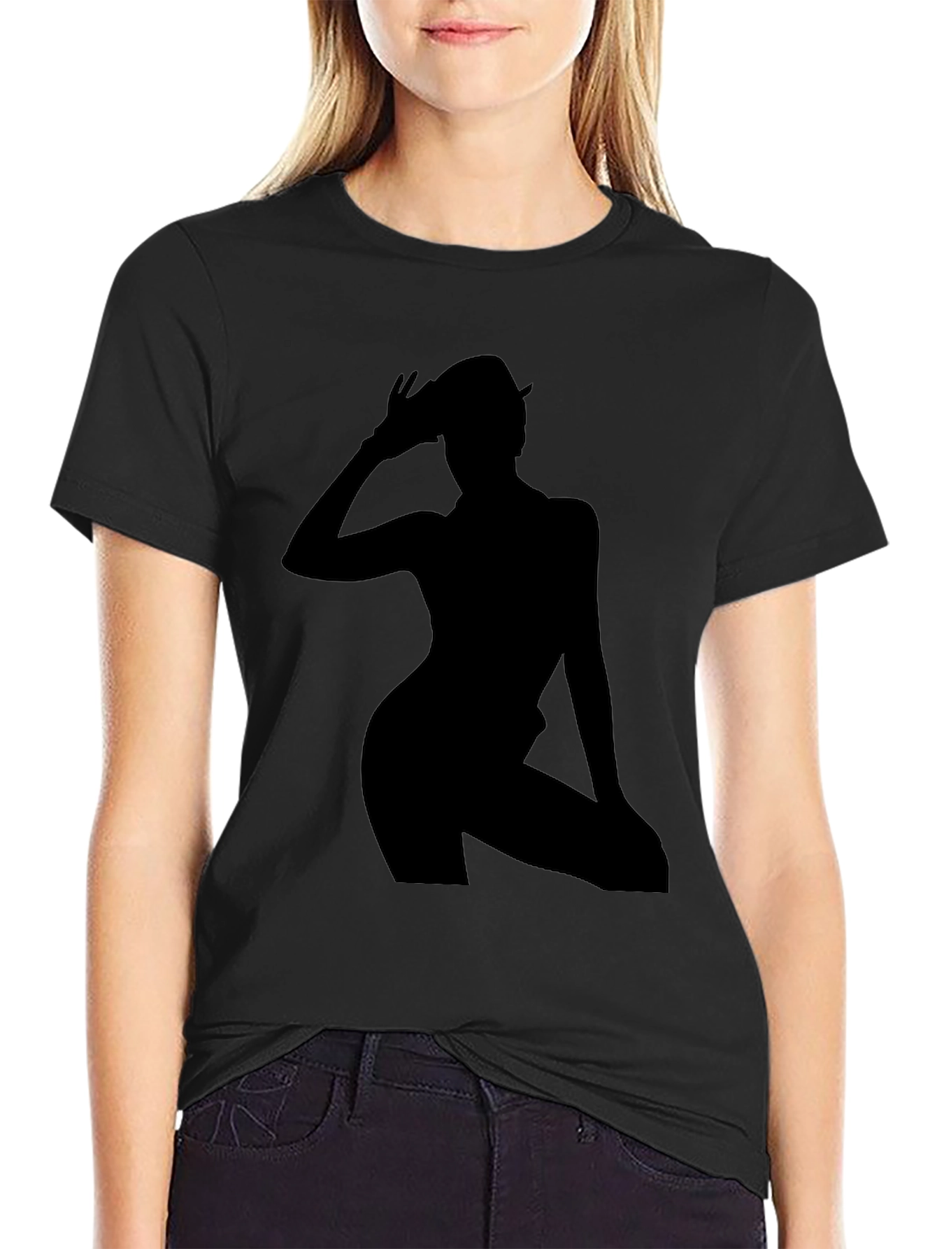 Silhouette Graphic Tee - Trendy Black T-Shirt