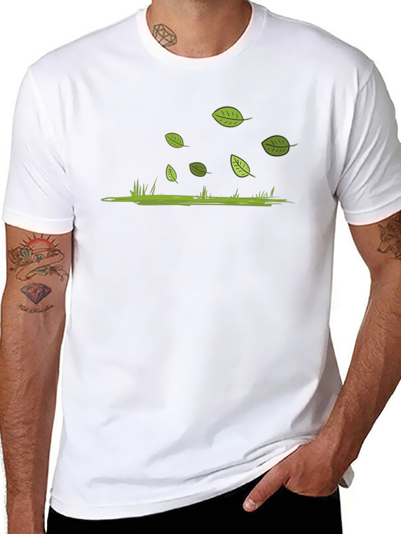 Nature Tee: Leaves & Grass Design