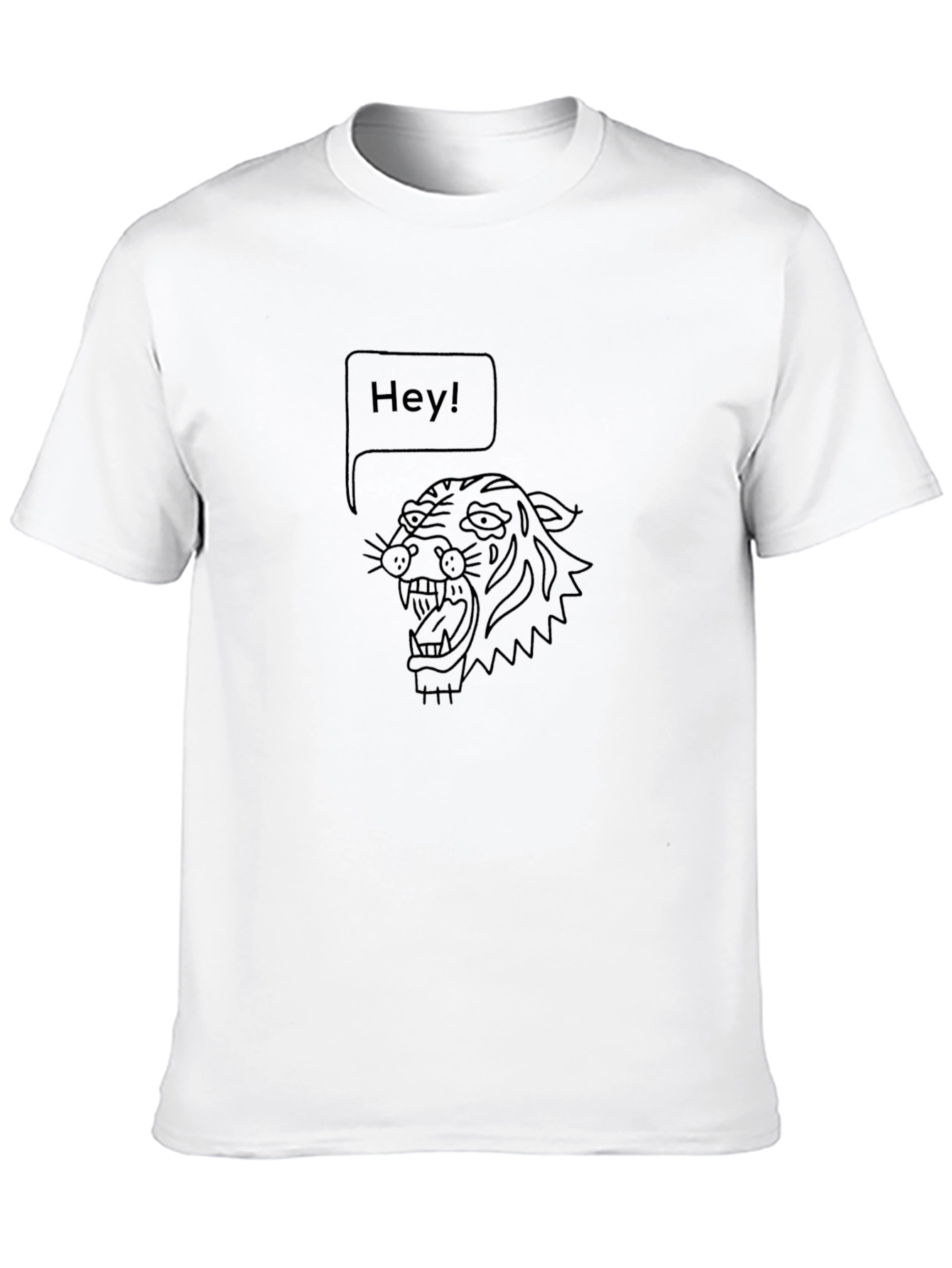 Hey Tiger Graphic Tee - Black Cotton T-Shirt