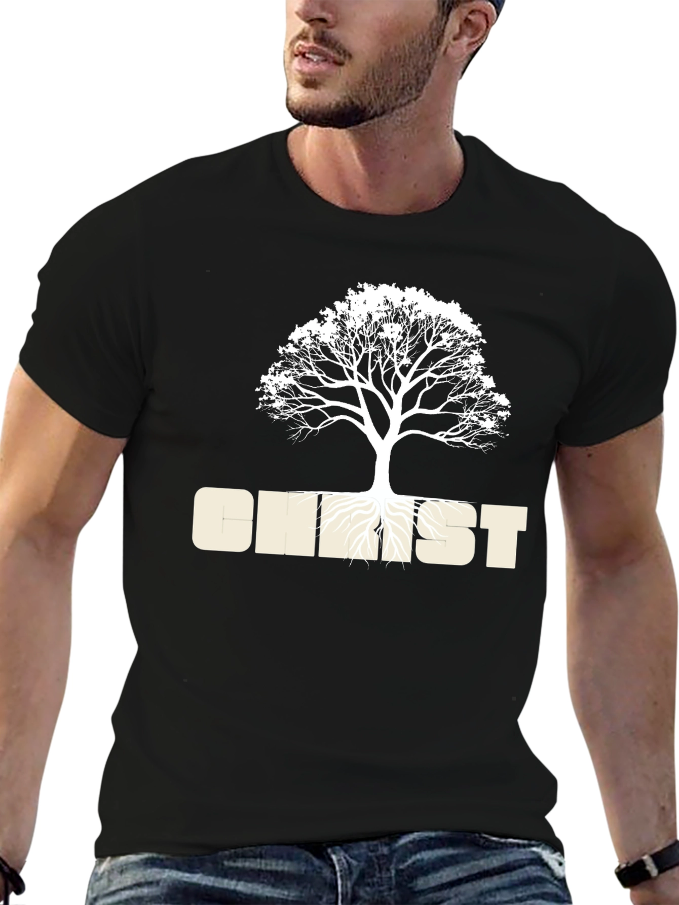 Tree of Life Graphic T-Shirt - Black Cotton Blend