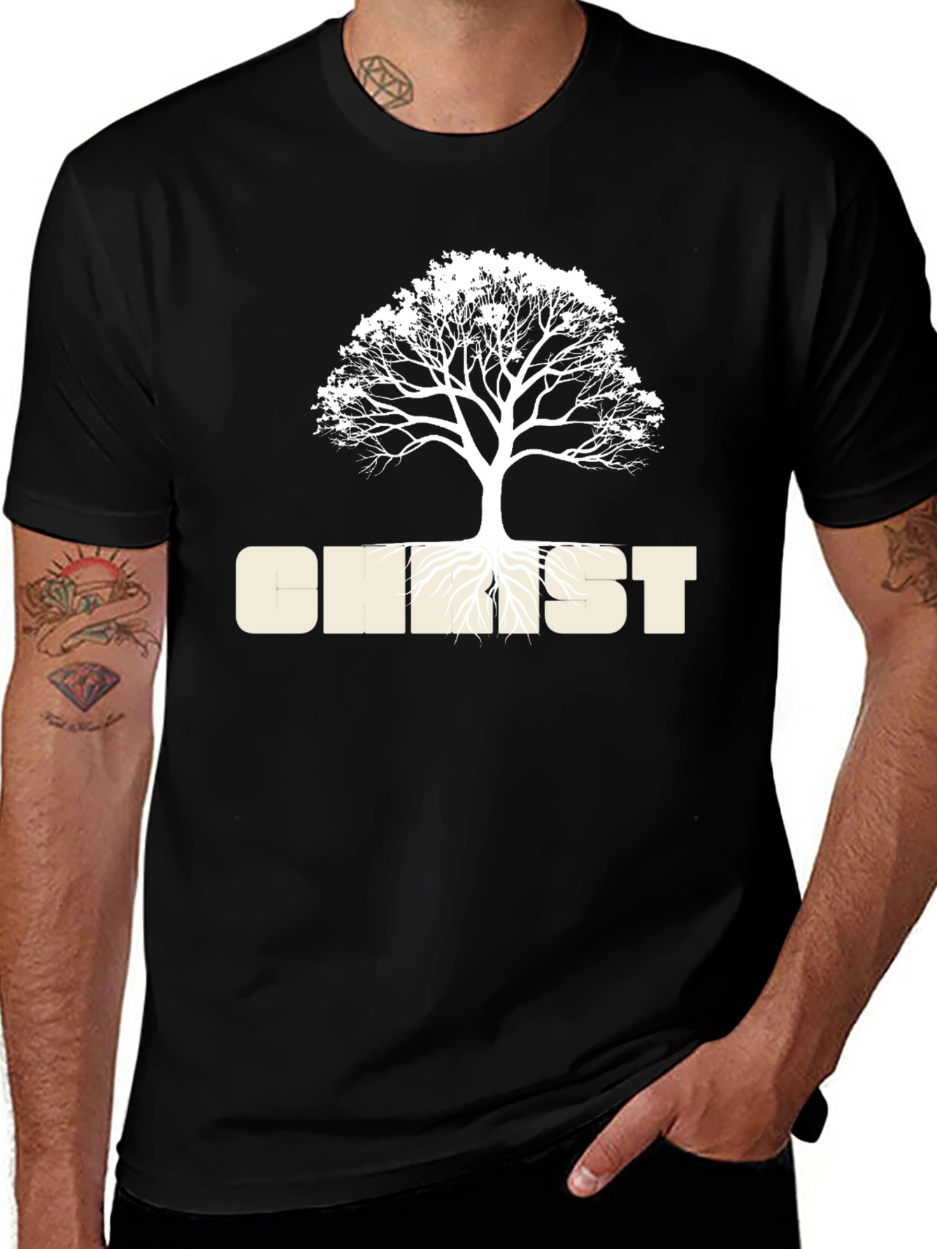 Tree of Life Graphic T-Shirt - Black Cotton Blend