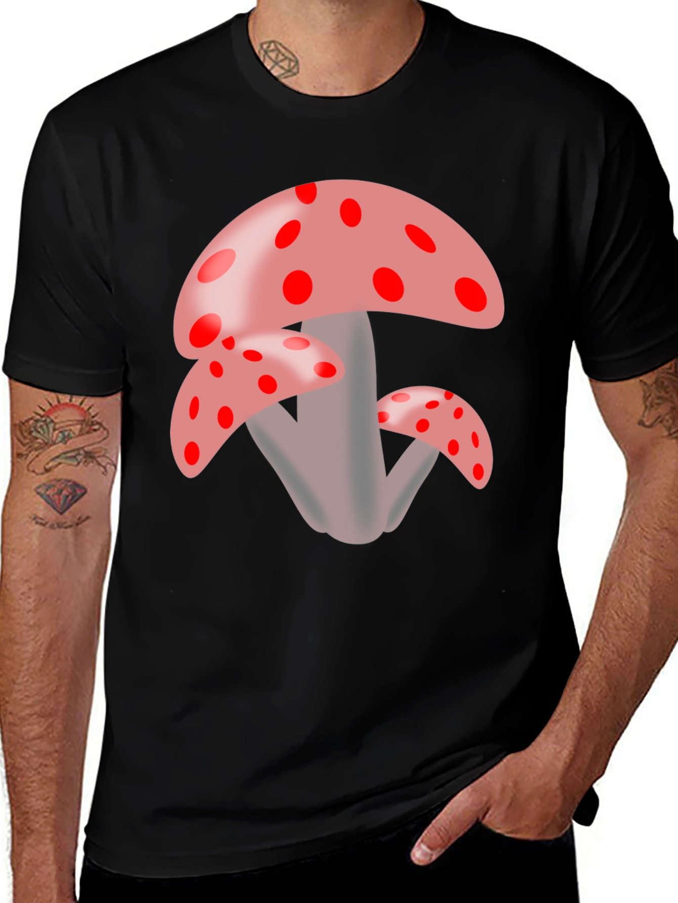 Mushroom Graphic Black Tee