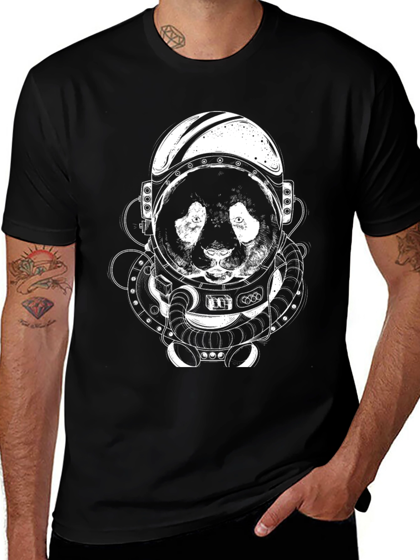 Astronaut Panda T-Shirt - Black