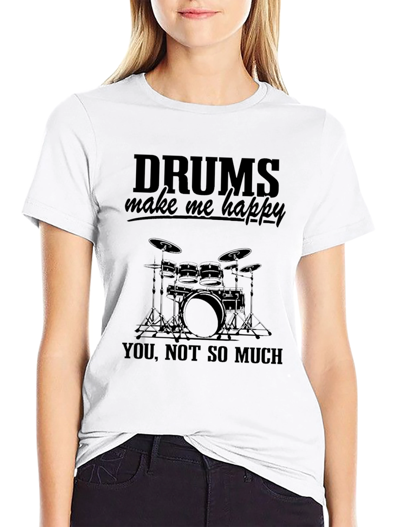 Drums Make Me Happy T-Shirt - Black