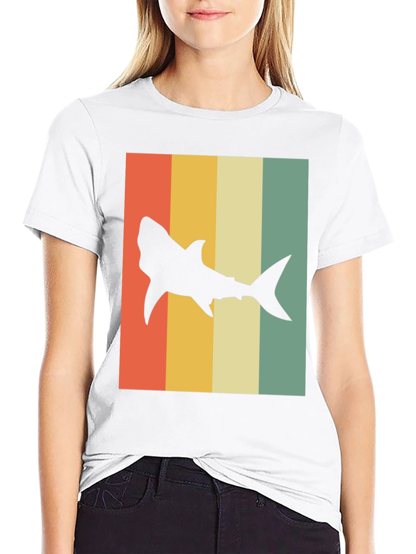 Retro Shark T-Shirt - Mens Black Tee