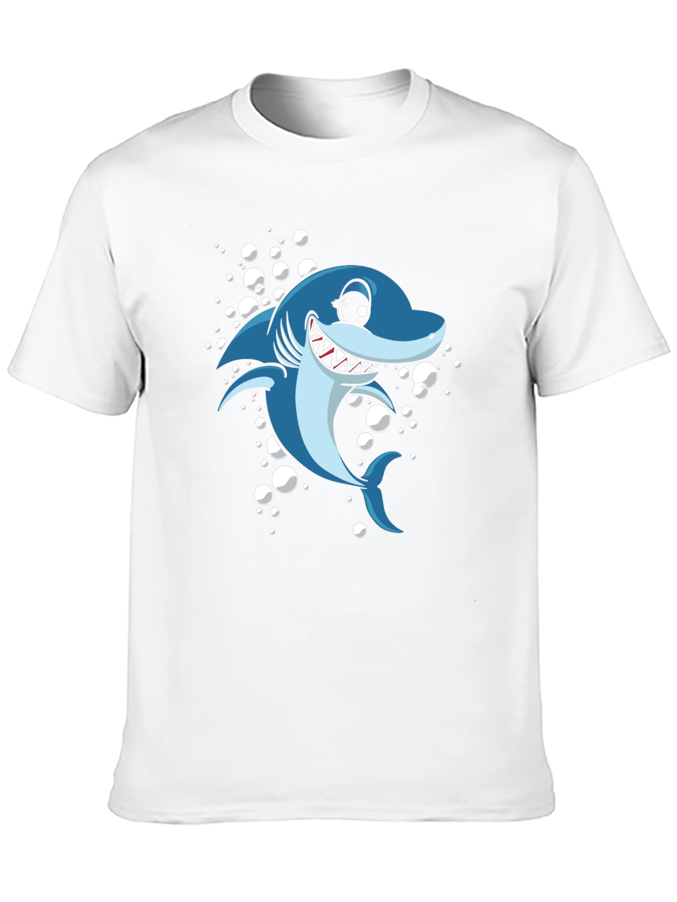Shark Cartoon Graphic T-Shirt - Black Cotton