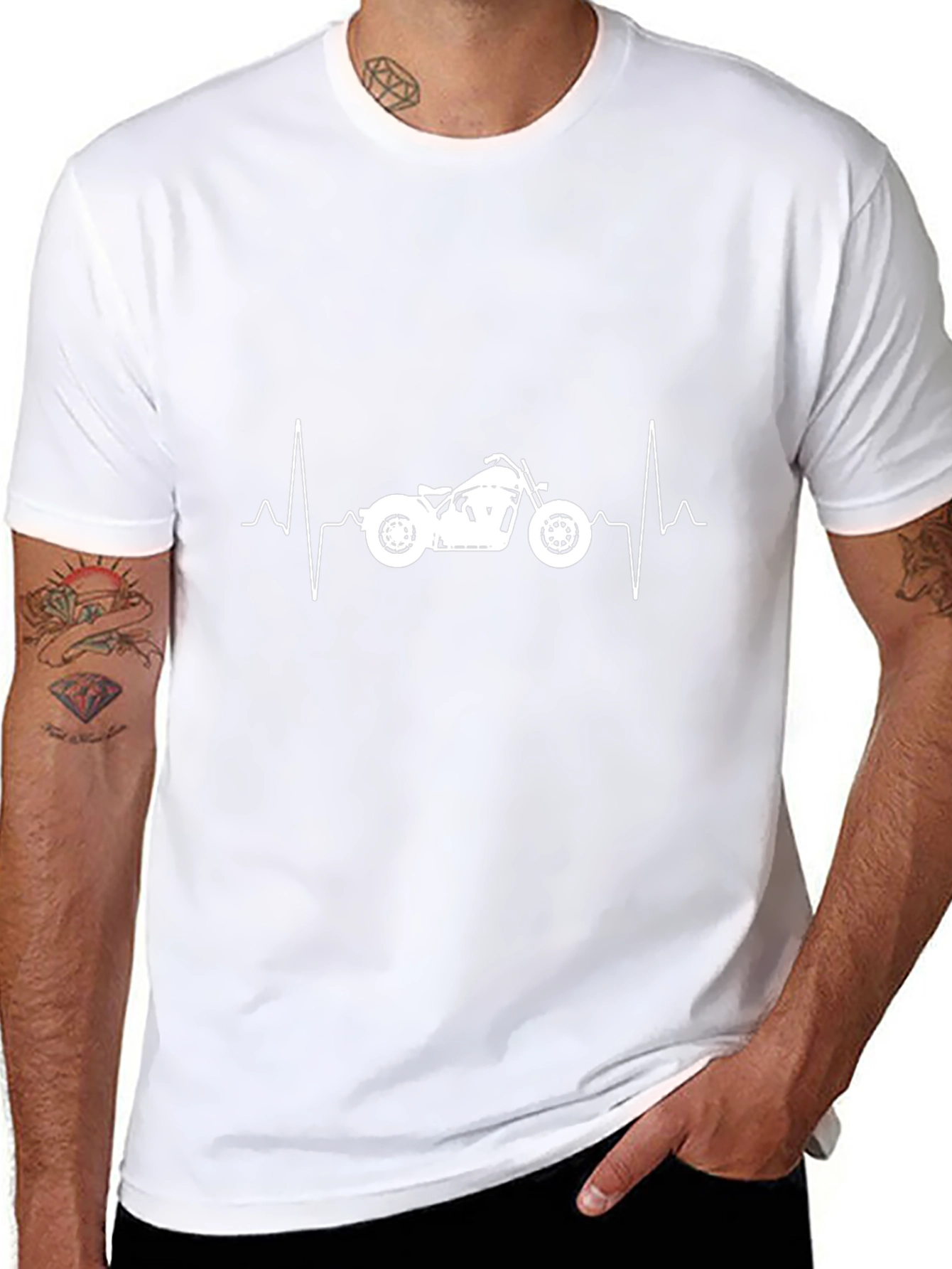 Motorcycle Heartbeat Black T-Shirt