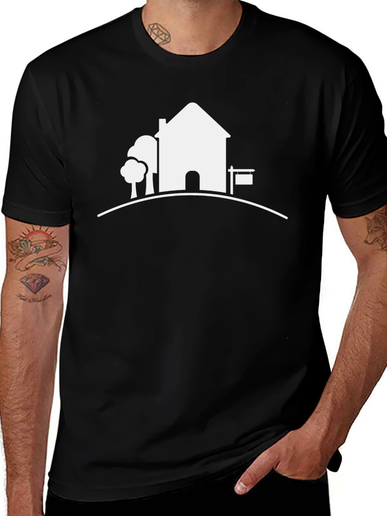 House Graphic Tee - Modern Black T-Shirt
