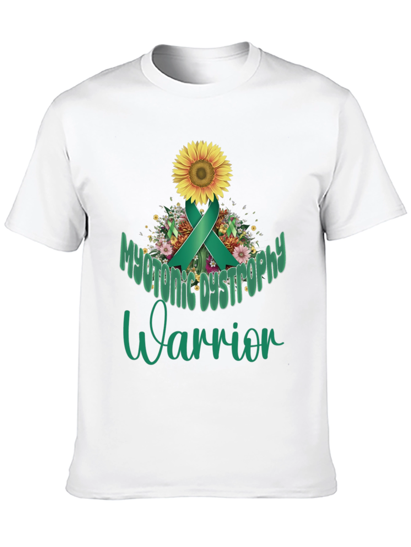 Myotonic Dystrophy Warrior T-Shirt - Teal Ribbon Sunflower