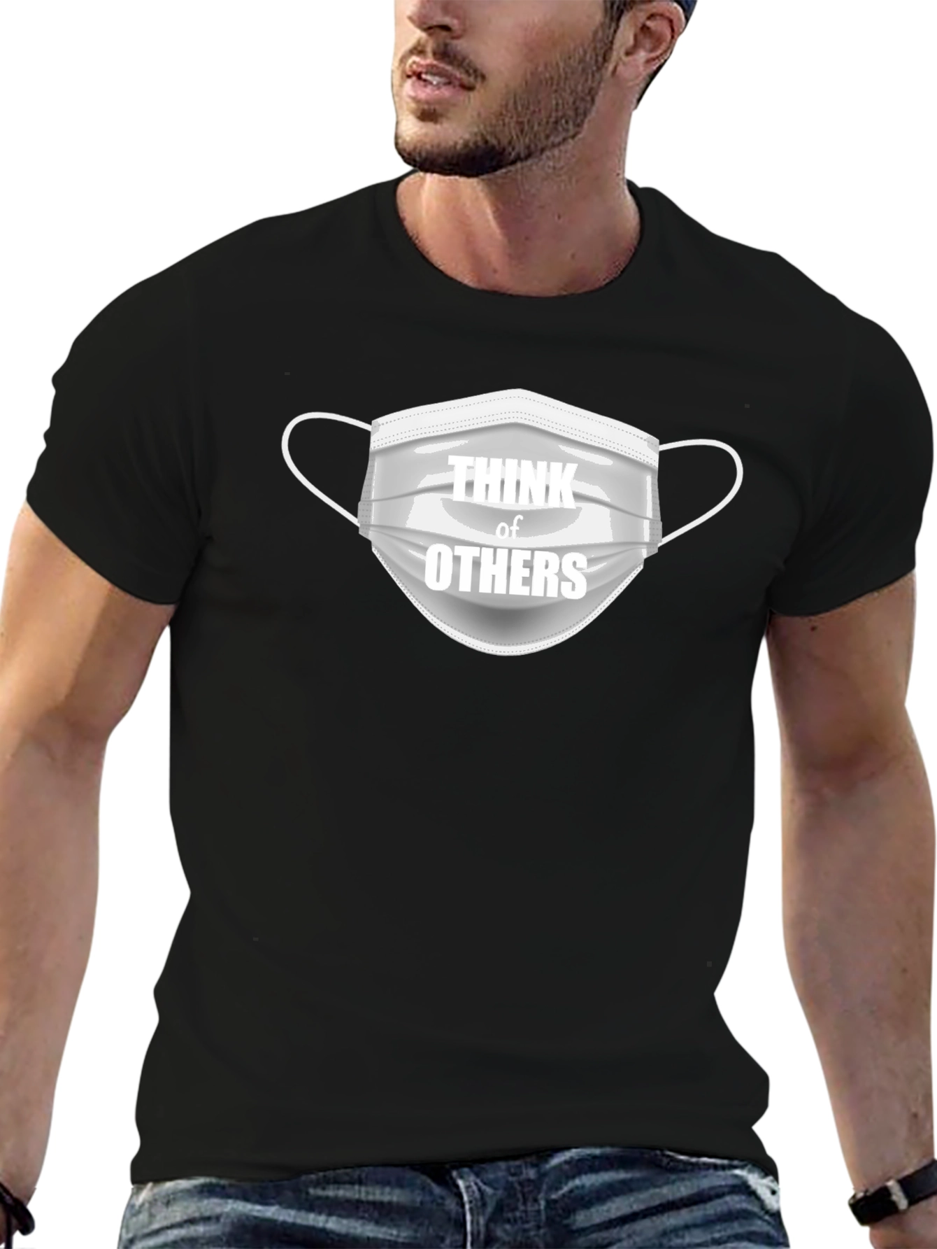 Think of Others Graphic Tee - Black Cotton T-Shirt